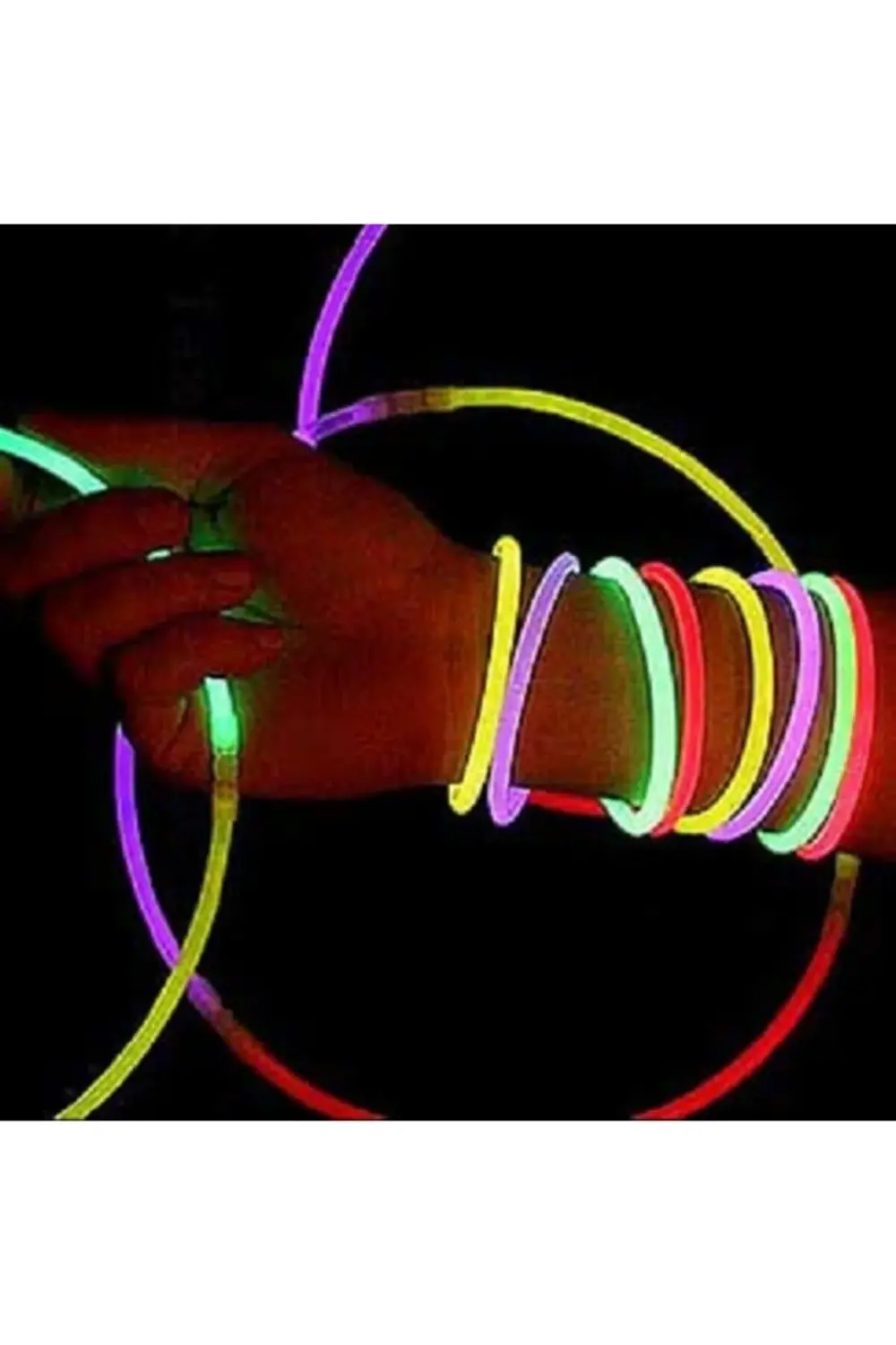 Glow Stick 100 Adet Kırılan Fosforlu Çubuk Bileklik Neon Işık Par