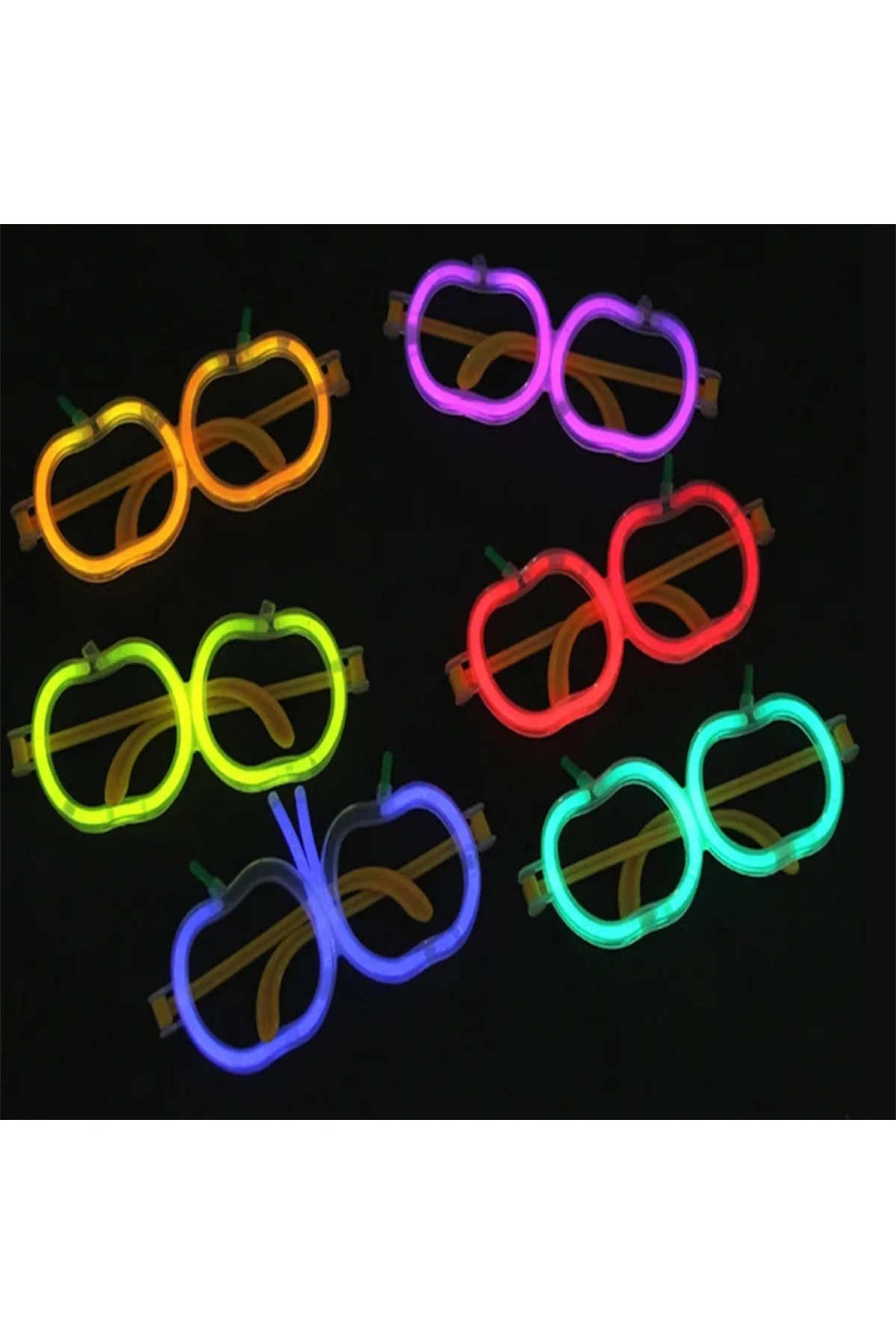 Glow Stick Elma Gözlük - Glow Partisi Gözlüğü - Glow Stick Gözlük