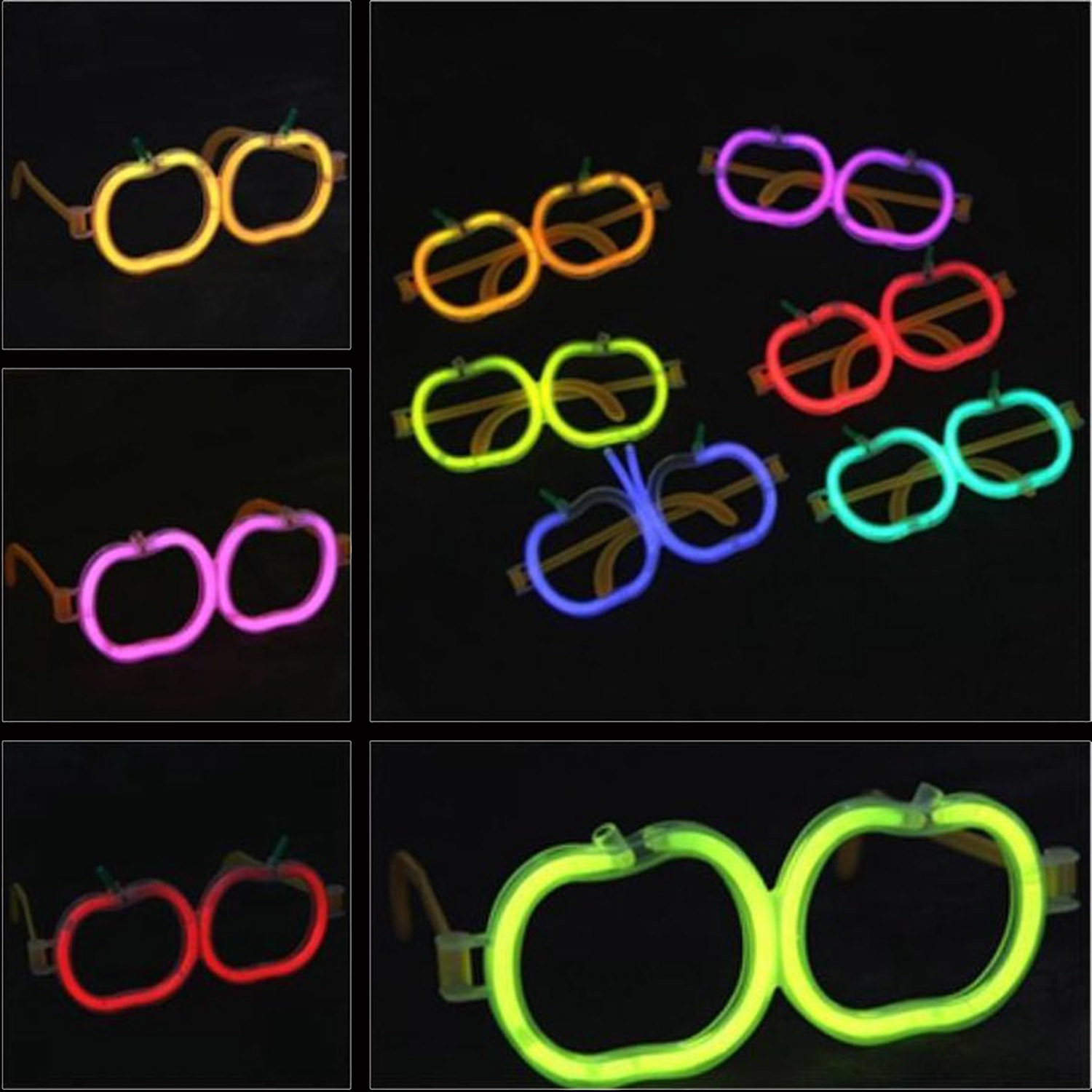 Glow Stick Elma Gözlük - Glow Partisi Gözlüğü - Glow Stick Gözlük