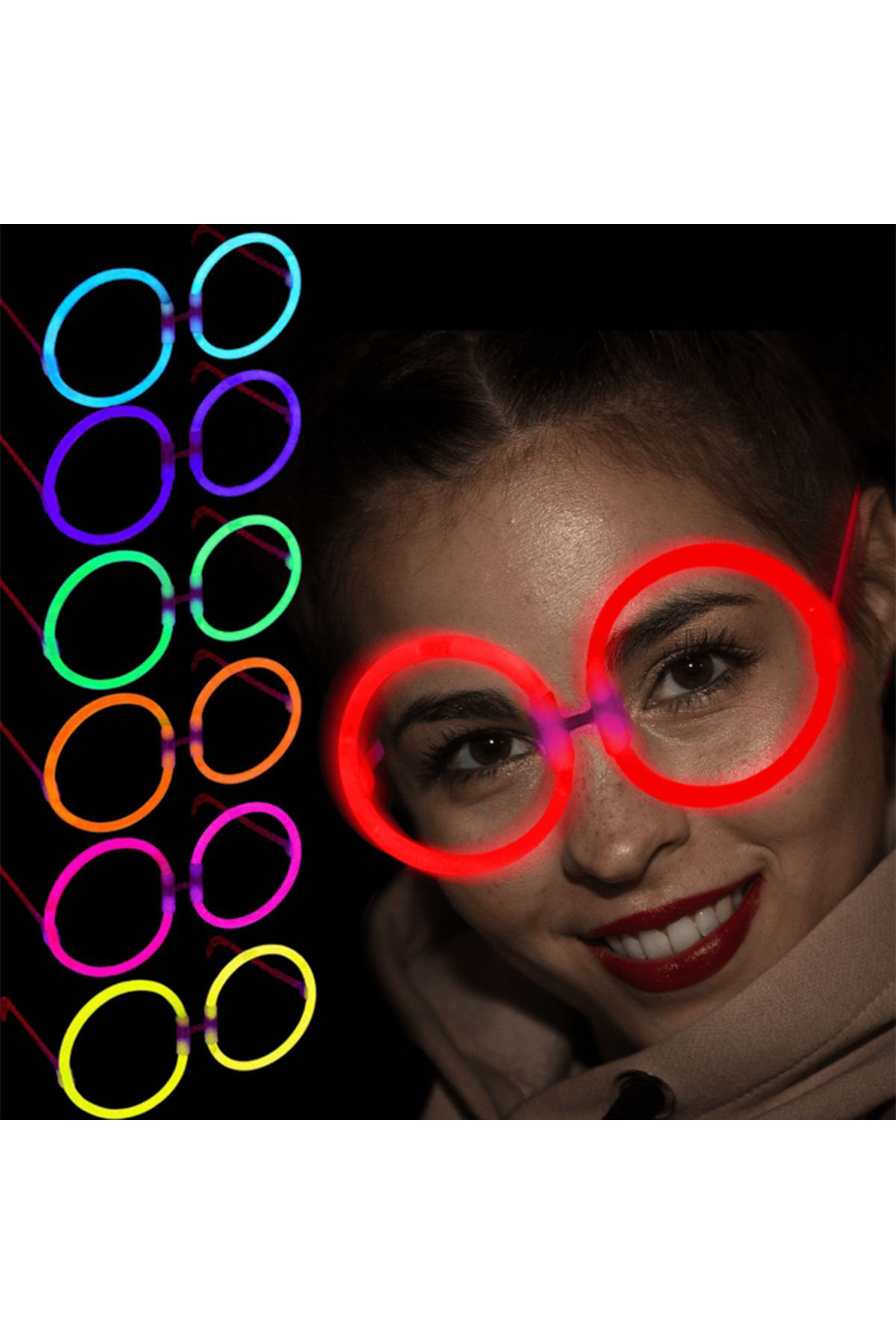 Ok Aksesuar Glow Stick Parti Gözlüğü Glow Partisi Yuvarlak Şekilli Fosforlu G