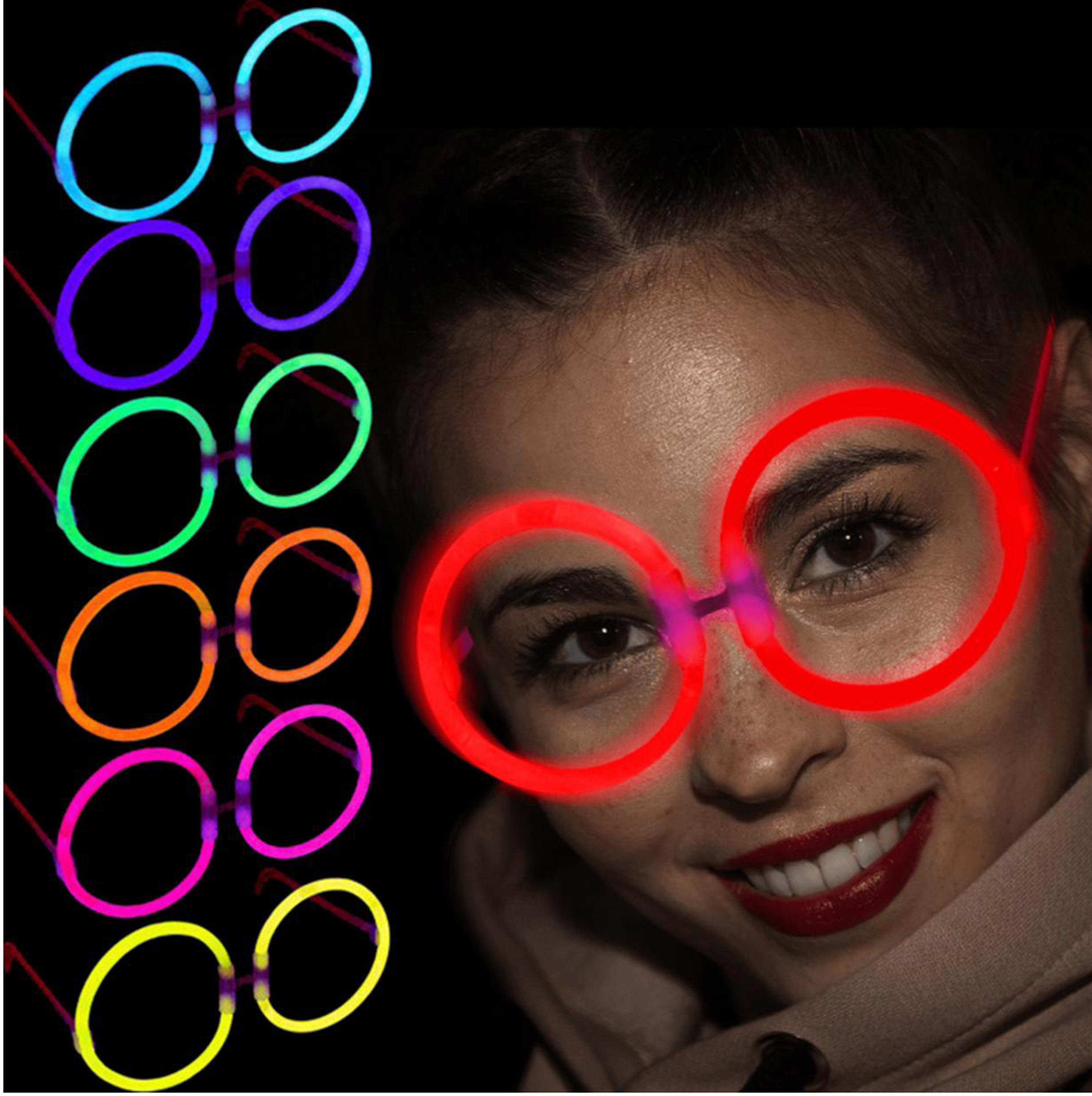 Glow Stick Yuvarlak Gözlük - Glow Partisi Gözlükleri - Glow Stick