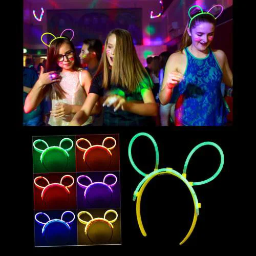 Glow Taç Fosforlu Parti Taç Karışık Renk 12 Adet | Neon Işıldayan Taçlar
