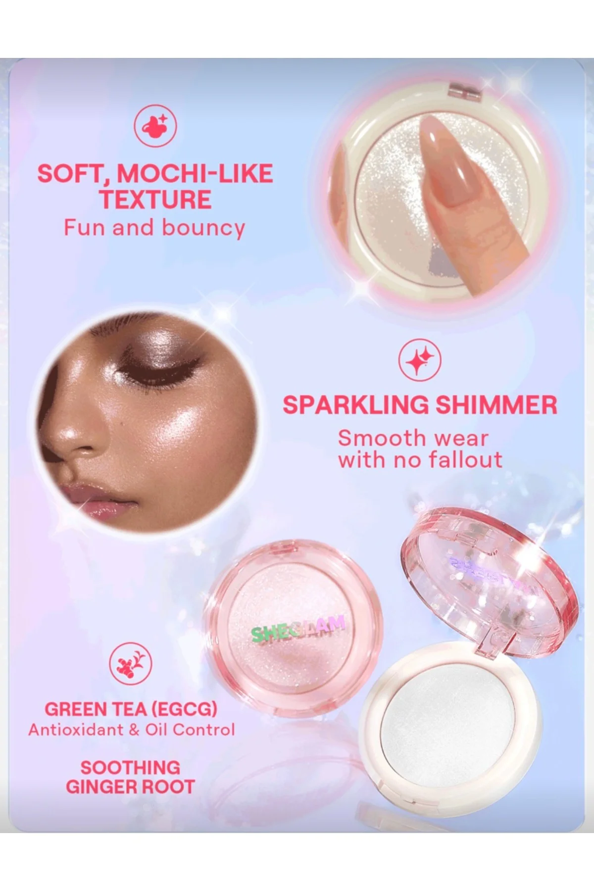 Glowchi Bouncy Highlighter Cherry Blossom Işıltılı Aydınlatıcı(Açık pembe alt tonlu )