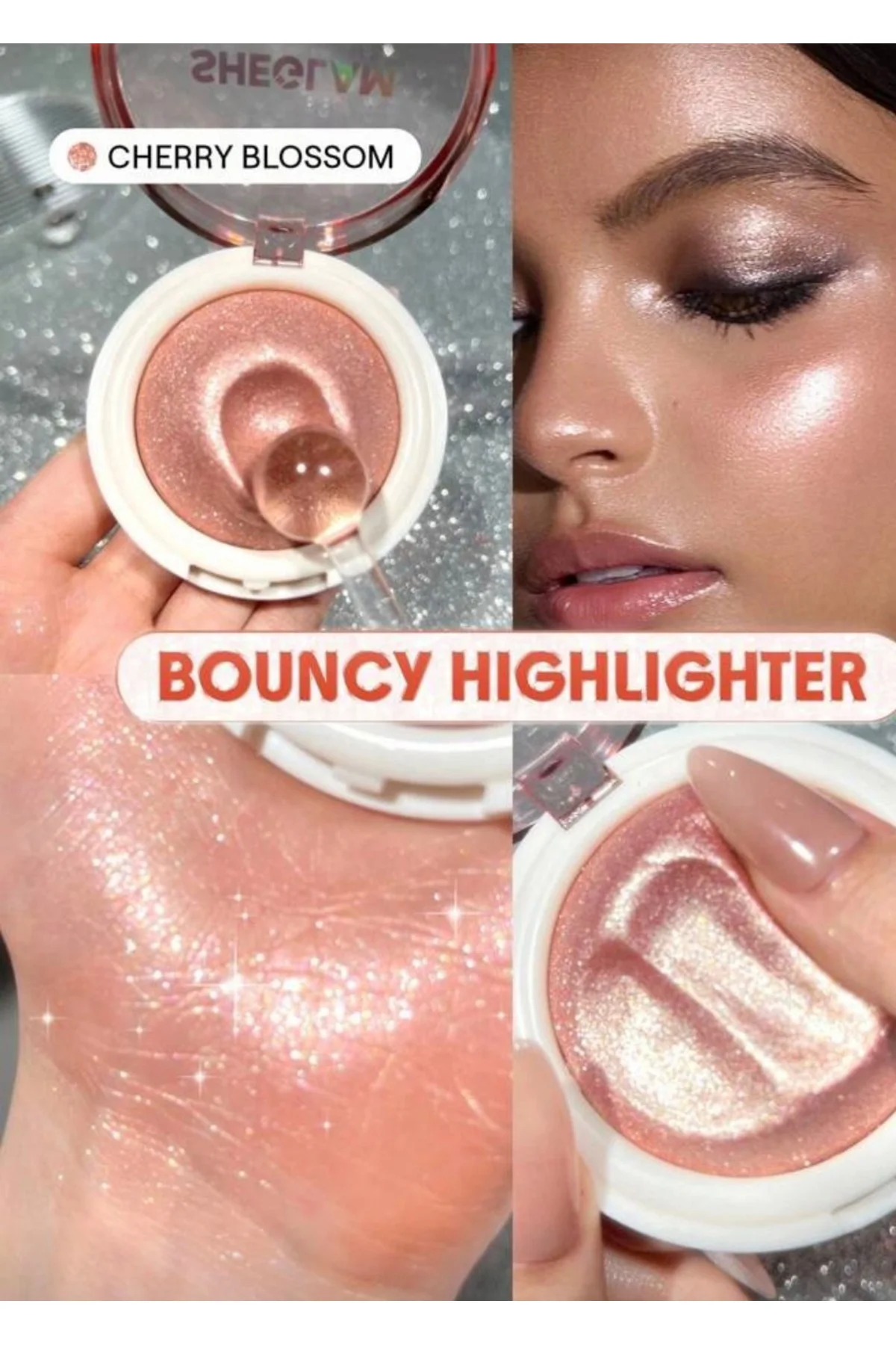 Glowchi Bouncy Highlighter Cherry Blossom Işıltılı Aydınlatıcı(Açık pembe alt tonlu )
