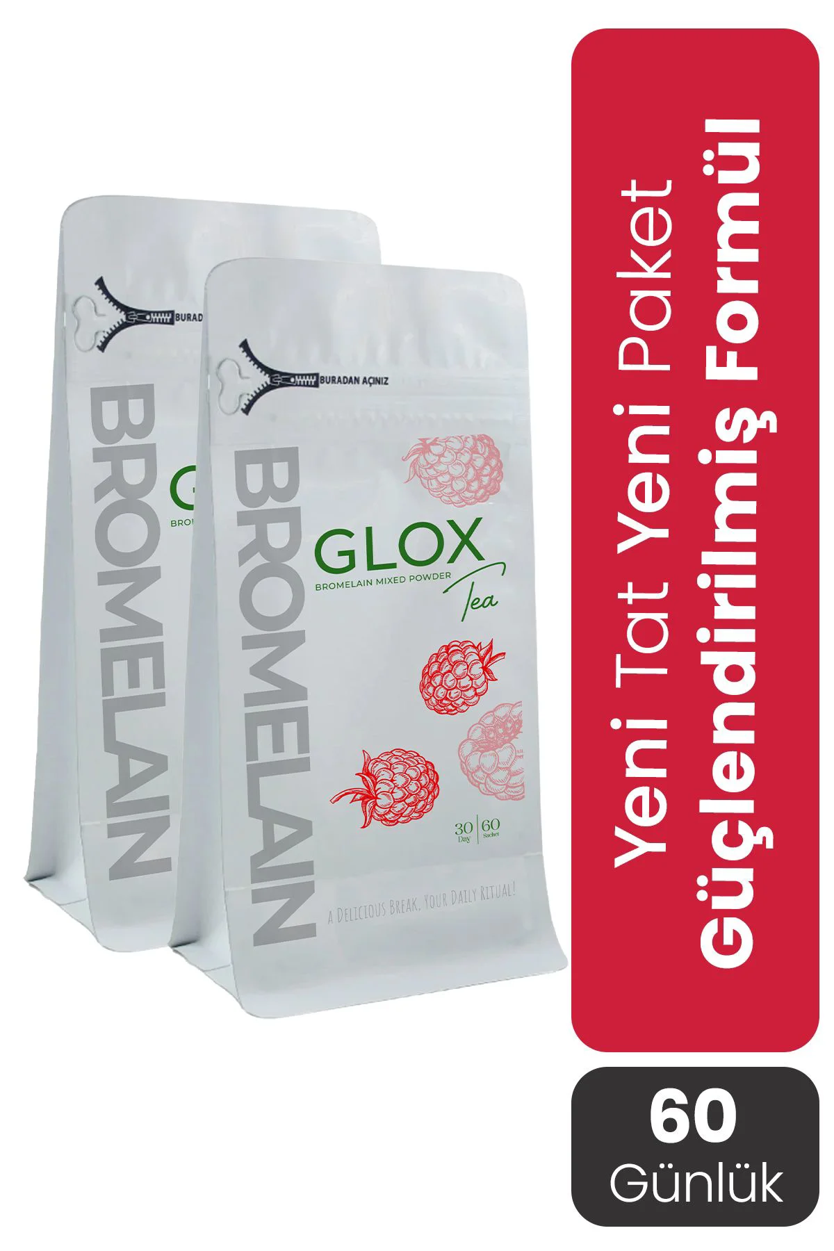 GLOX TEA Bromelain ile güçlendirilmiş detox çayı 2' aylık kullanı GLOX TEA Bromelain ile güçlendirilmiş detox çayı 2' aylık kullanı