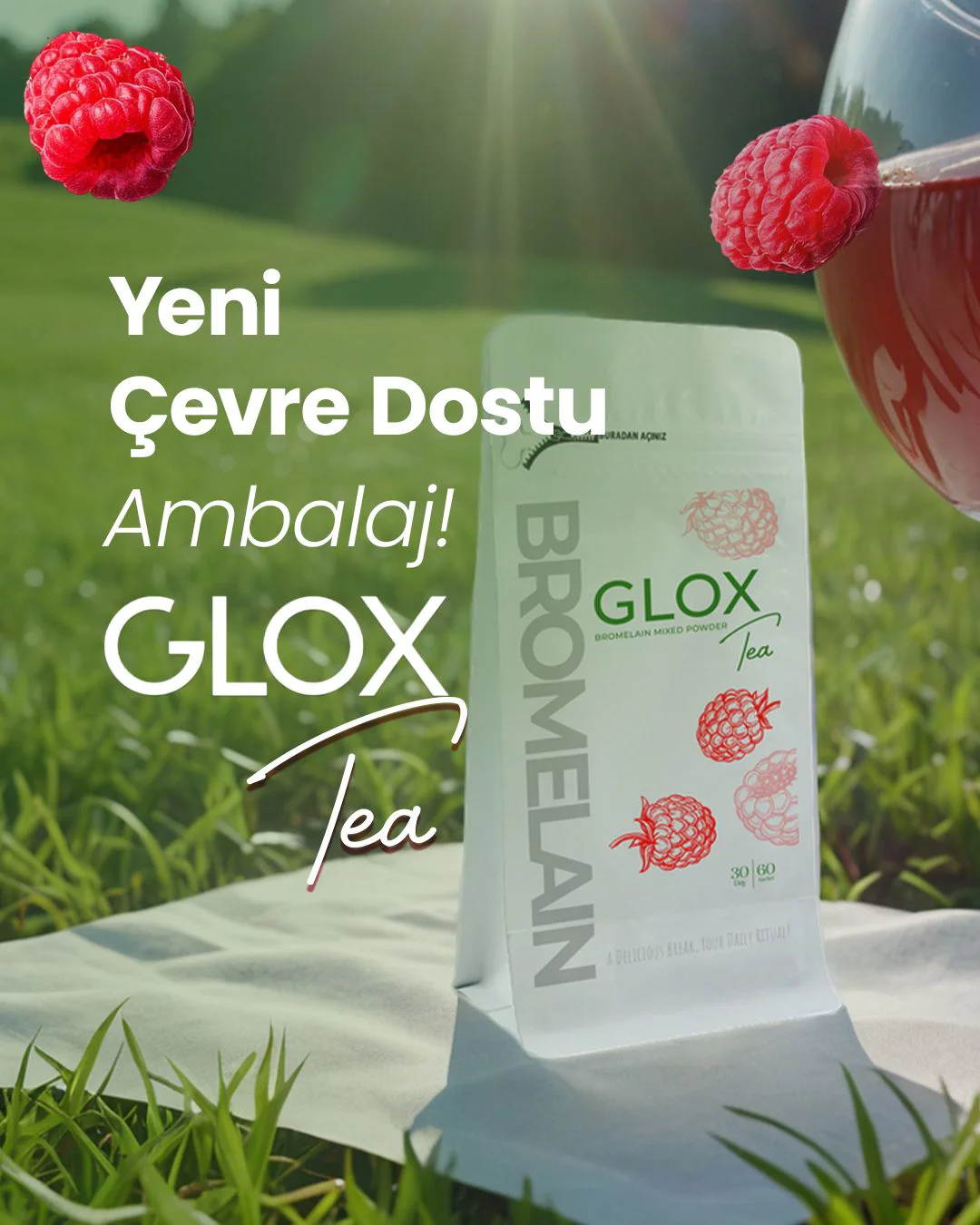 Glox Tea Gloxtea bromelain yardımcı Bitkisel çay 60 şase 30 günlü