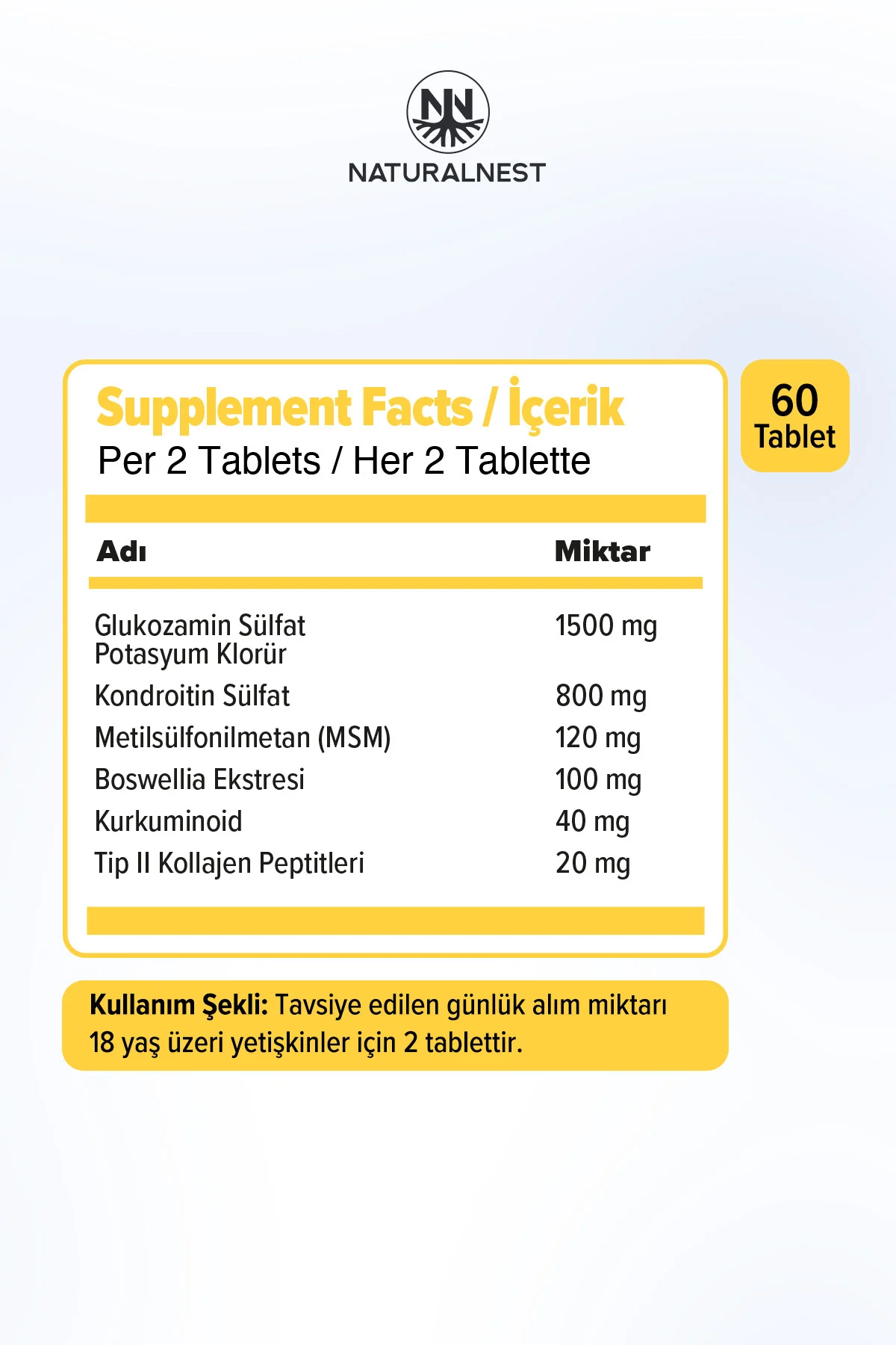 Glucosamine Chondroitin Curcumin & Msm — 60 Tablet