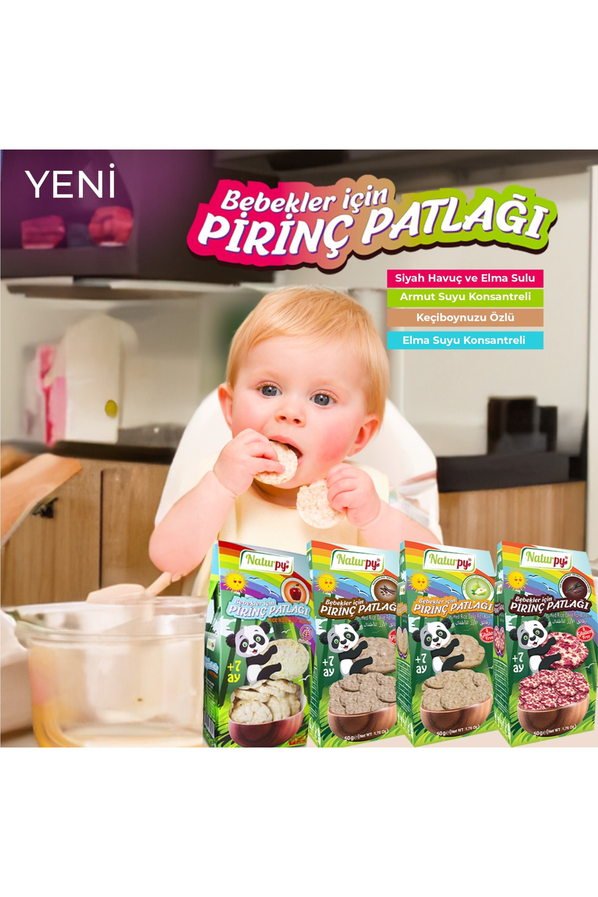 Glutensiz Bebekler İçin Pirinç Patlağı 50 g Siyah Havuç Ve Elma S