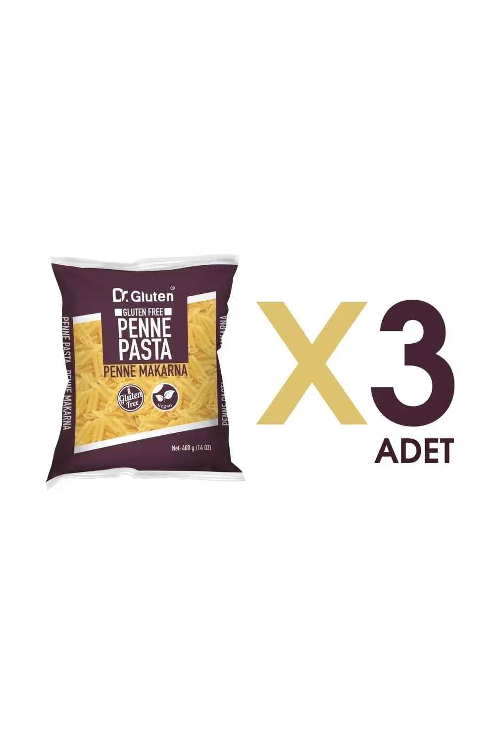 Dr.Gluten Glutensiz Boru Makarna 3'Lü Set (Penne) 400 Gr X 3 Adet