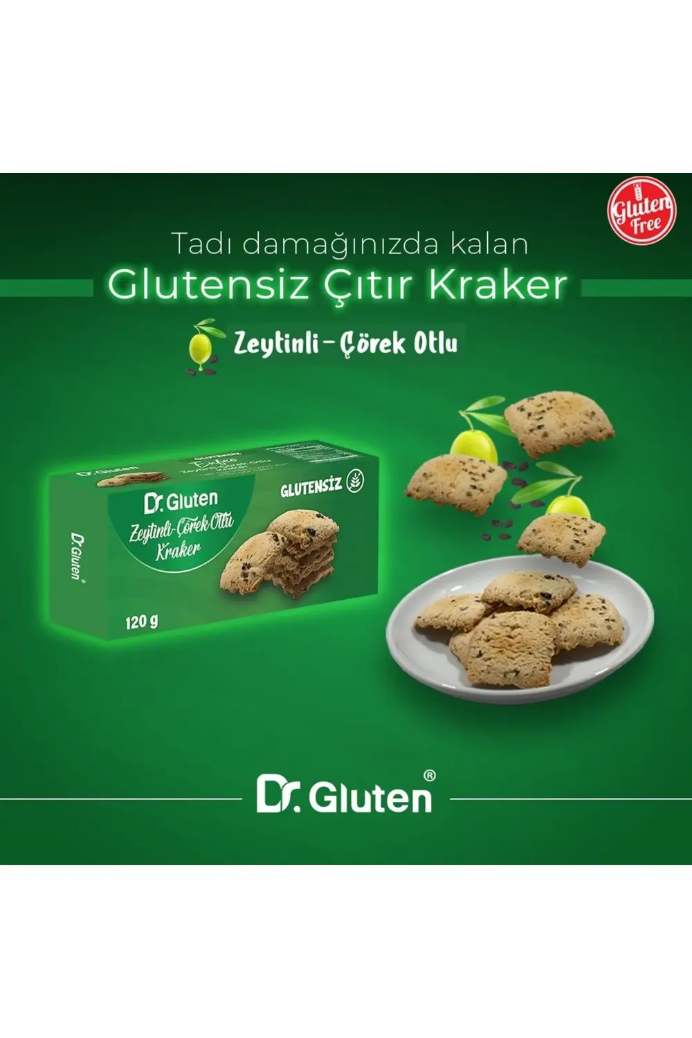 Dr.Gluten Glutensiz Kraker Zeytinli Çörekotlu Kraker 120 G