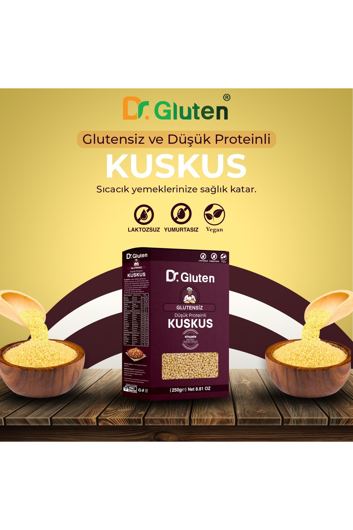 Dr.Gluten Glutensiz Kuskus 2 Adet Düşük Proteinli Vegan Ve Laktozsuz 250 G