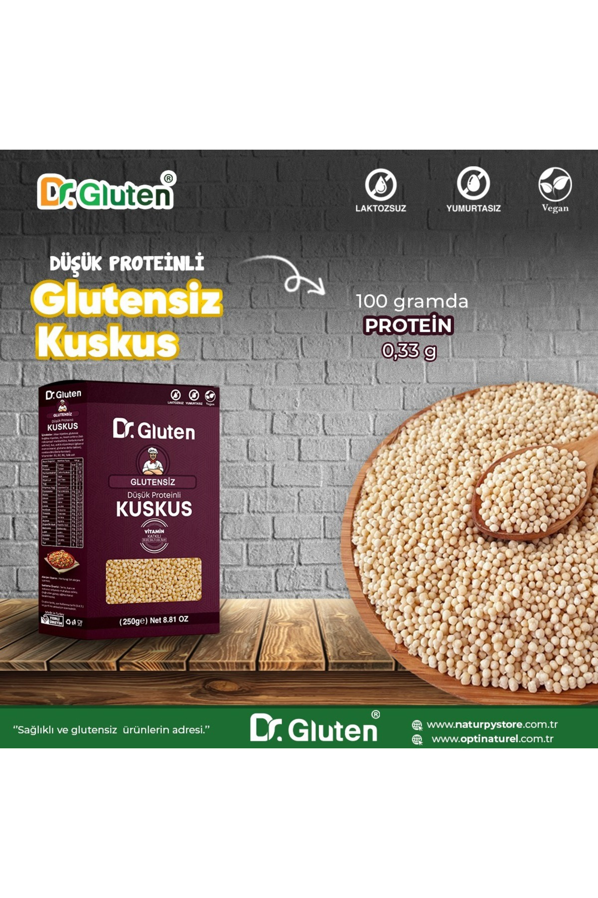 Glutensiz Kuskus 2 ADET Düşük Proteinli Vegan Ve Laktozsuz 250 G