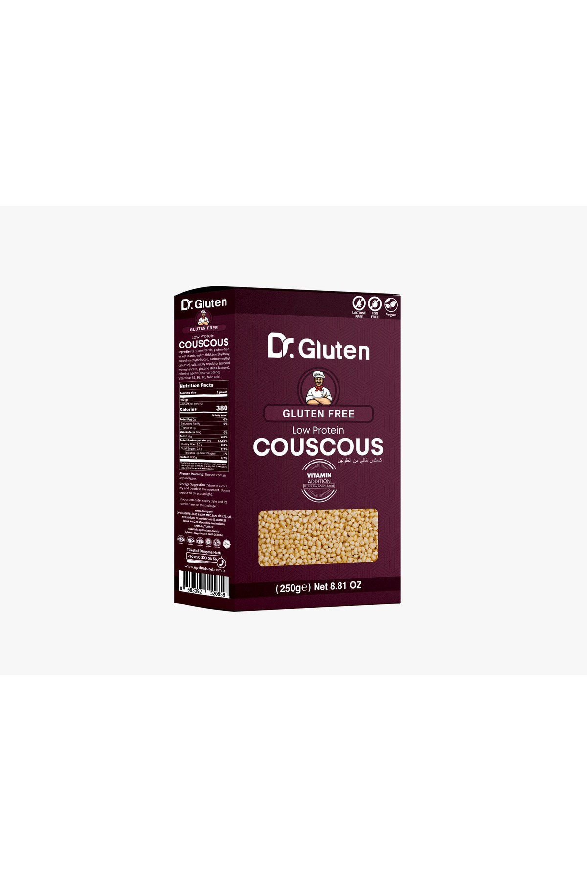 Dr.Gluten Glutensiz Kuskus Düşük Proteinli Vegan Ve Laktozsuz 250 G