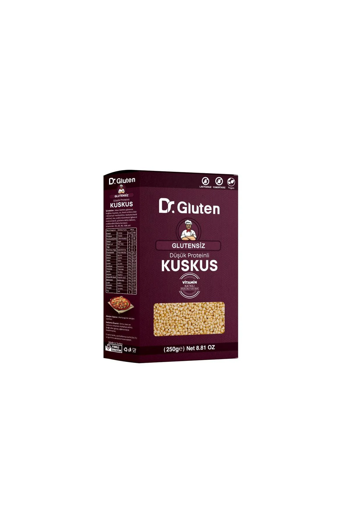 Glutensiz Kuskus Düşük Proteinli Vegan Ve Laktozsuz 250 G