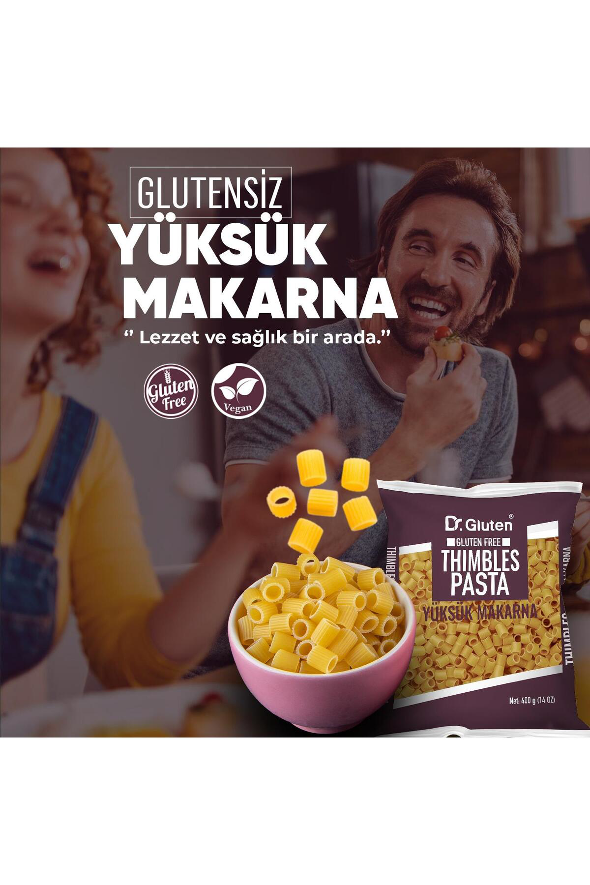 Glutensiz Makarna Yüksük Makarna 400 Gr.