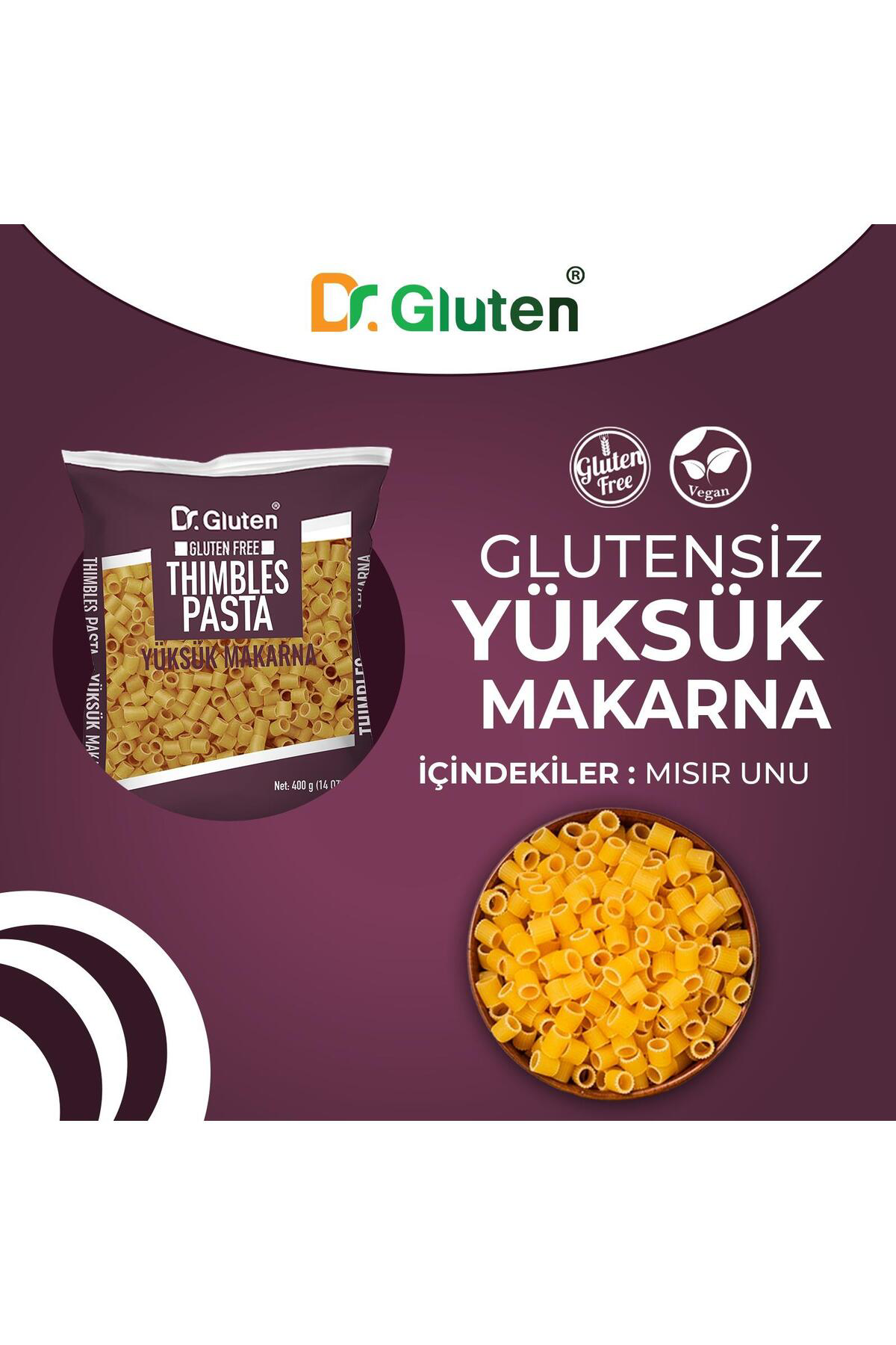 Glutensiz Makarna Yüksük Makarna 400 Gr.