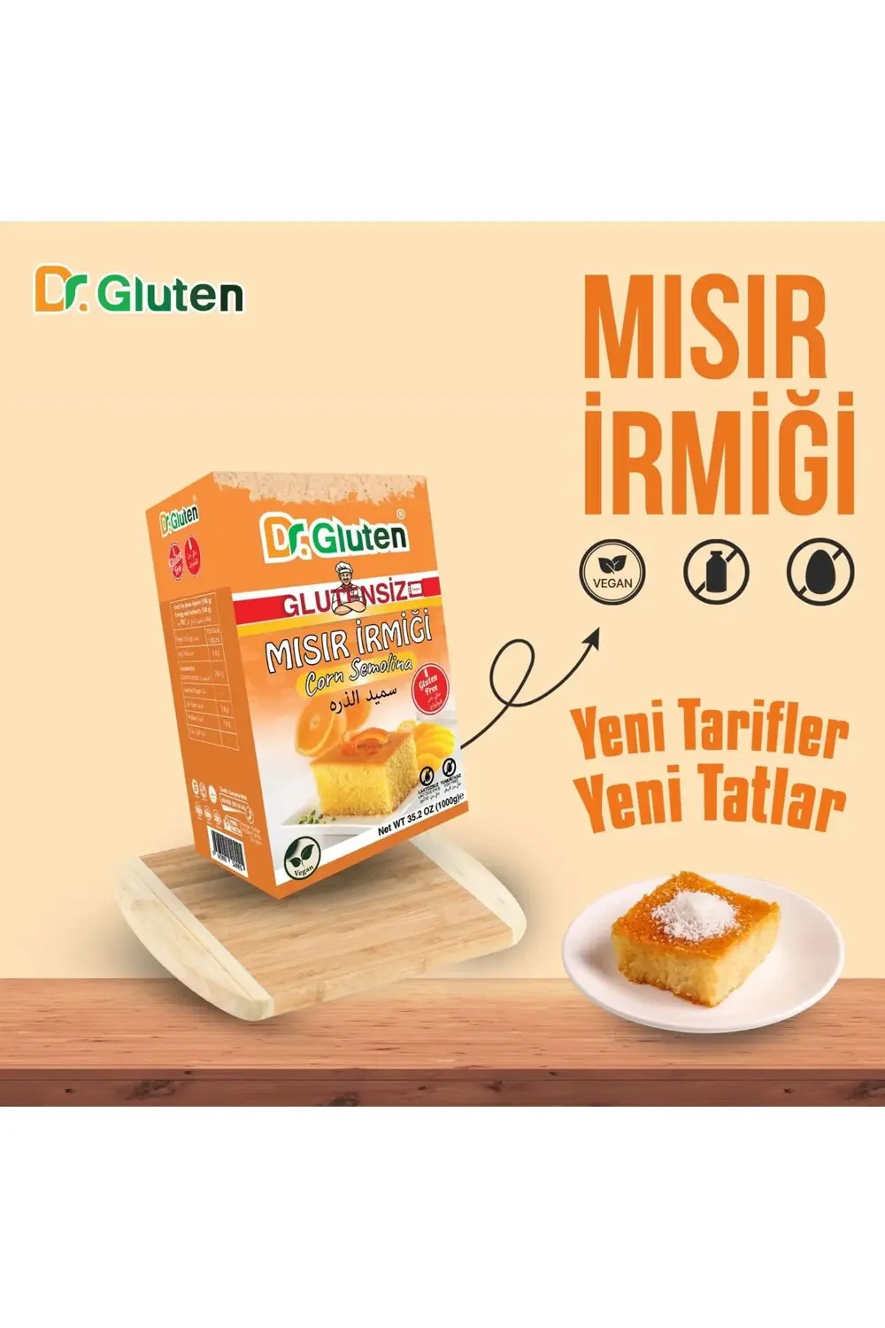 Dr.Gluten Glutensiz Mısır İrmiği 1 Kg Corn Semolina 1000 Gr