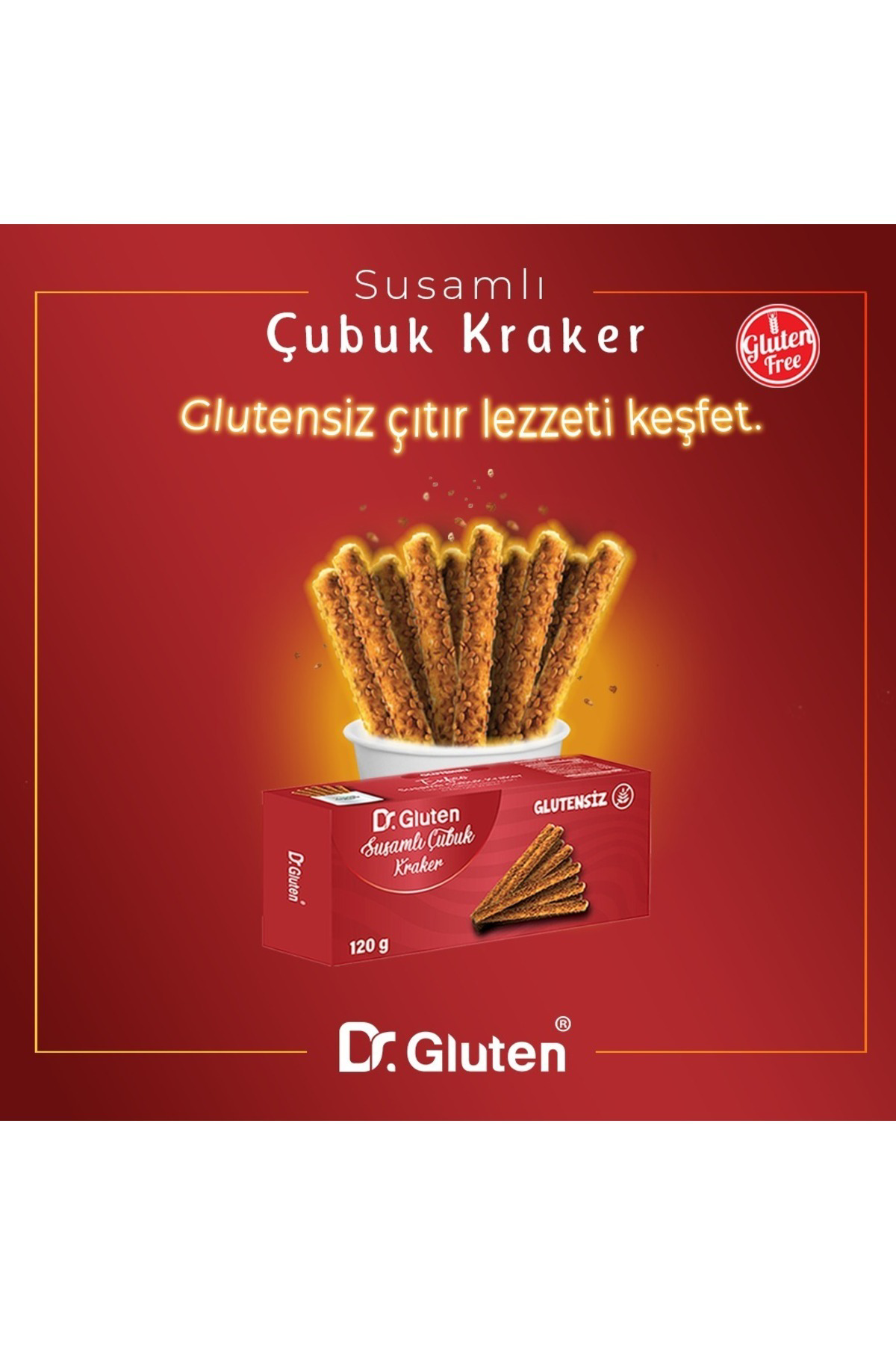 Glutensiz Susamlı Çubuk Kraker 120 Gr