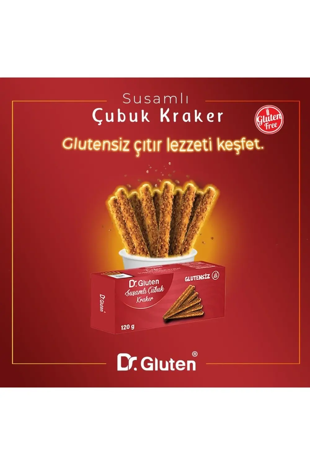 Dr.Gluten Glutensiz Susamlı Çubuk Kraker 120 Gr