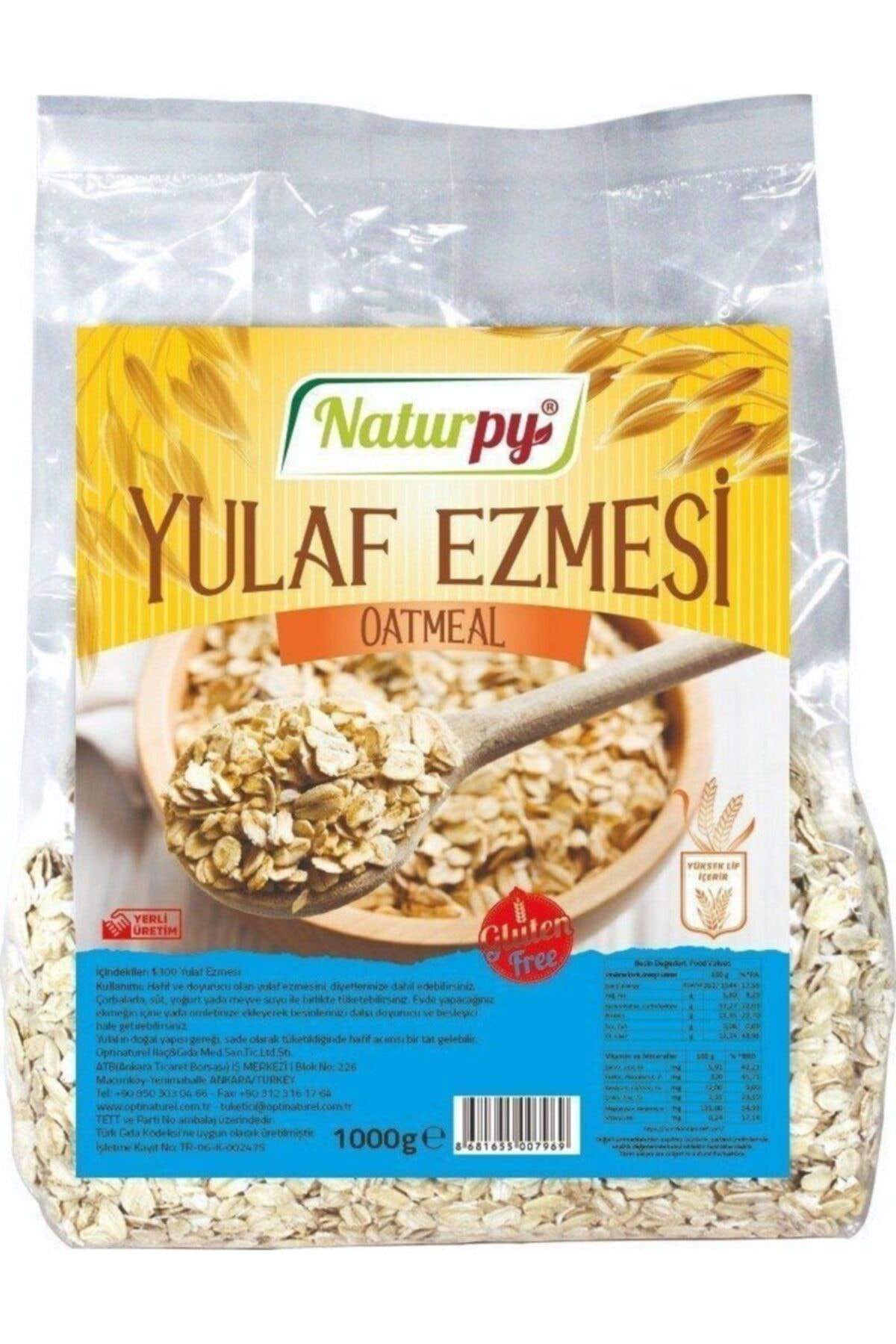 Glutensiz Yulaf Ezmesi 1000 gr (YÜKSEK LİF İÇERİR)