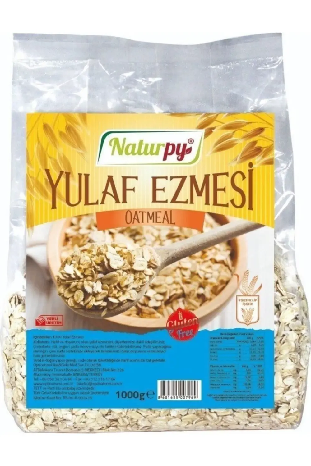 Glutensiz Yulaf Ezmesi 1000 gr (YÜKSEK LİF İÇERİR)