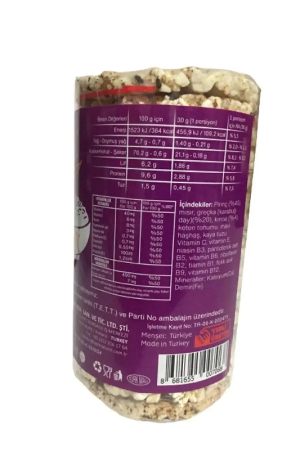 Glutensiz Yuvarlak Kinoa ve Karabuğdaylı Pirinç Patlağı