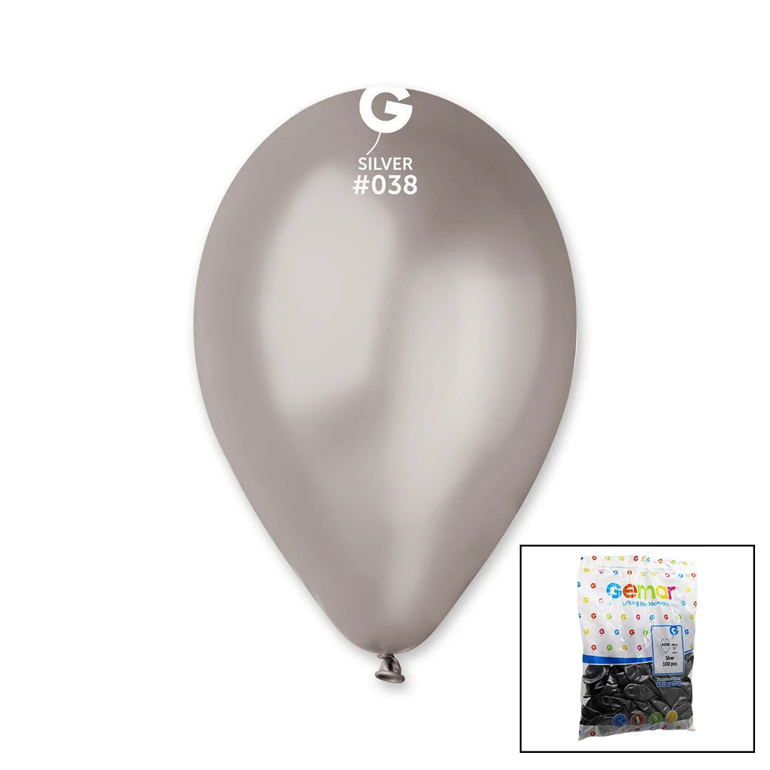 GM-110-38 METALİK - GÜMÜŞ BALON 11'' - 28CM - 100 PARÇA