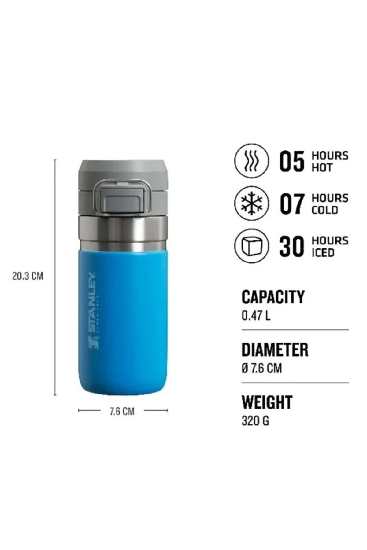 Go Quick Flip Water Bottle 0.47L Termos Kupa Bardak Matara MAVİ