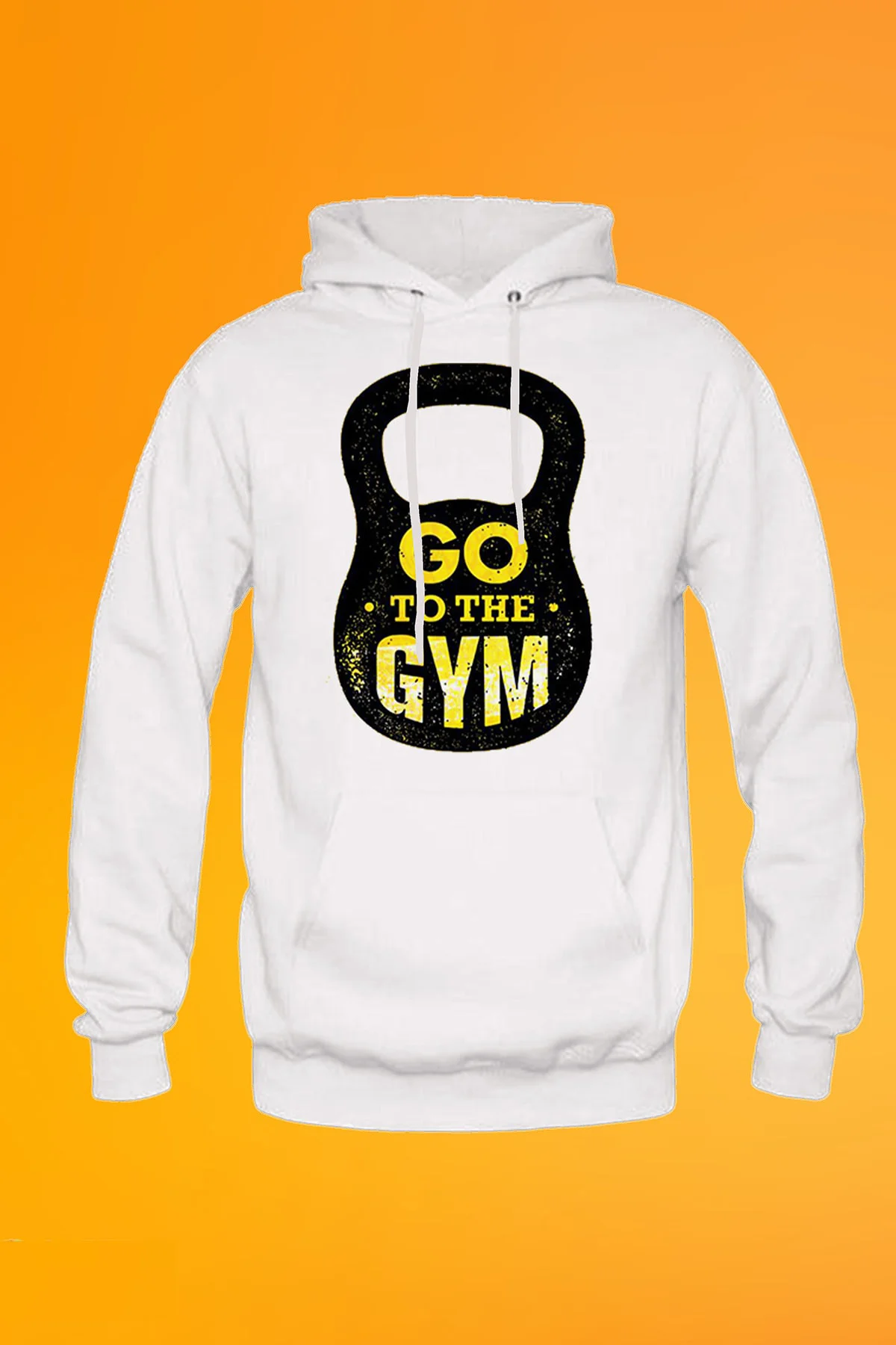 Go To Gym Baskılı Beyaz Unisex Kapşonlu Sweatshirt Hoodie