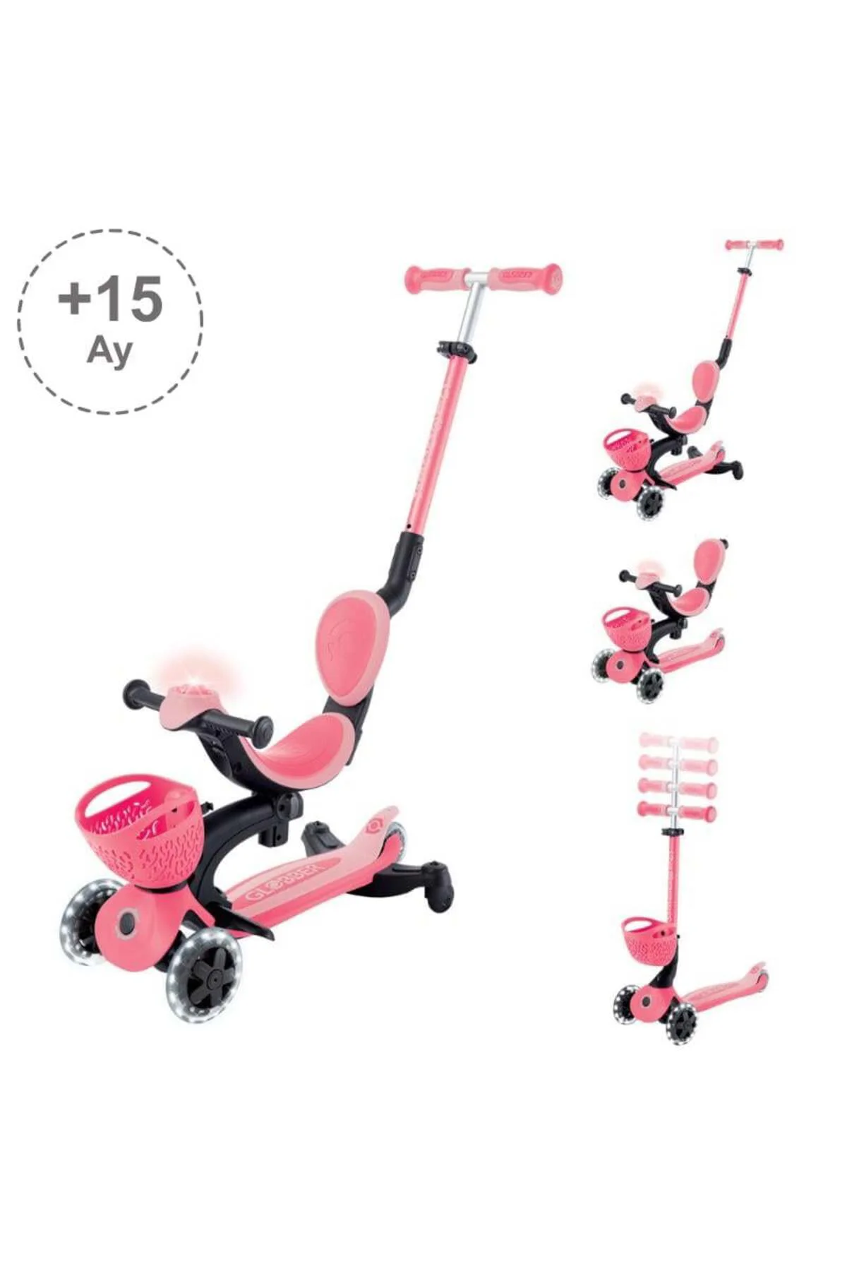 Go Up Baby 360 Işıklı Scooter - Koyu Pastel Pembe 844-210