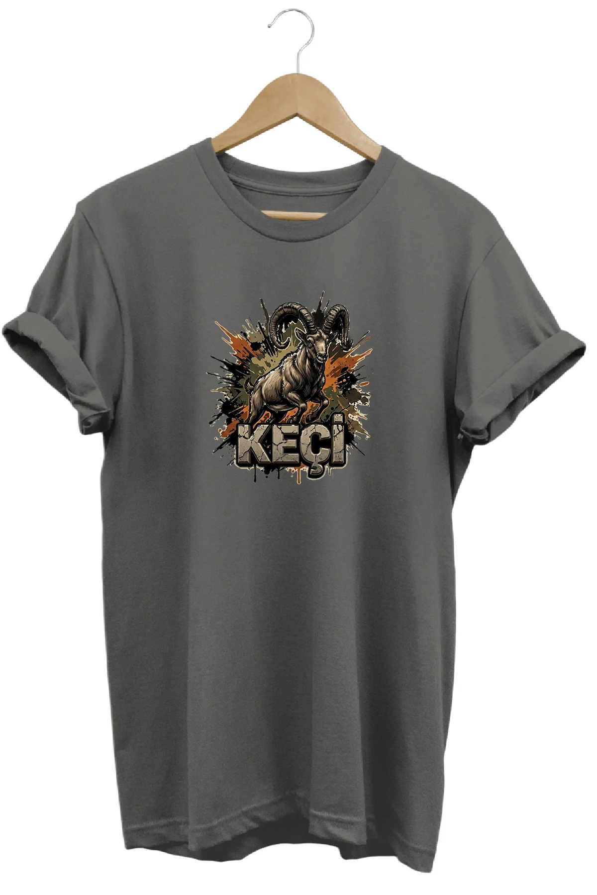Goat Keçi Baskılı Oversize Tshirt Avcı Gym Hayvan Figürlü Tişört