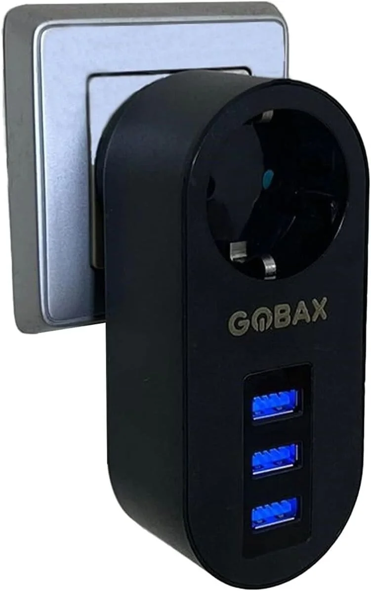 Gobax Termal Akım Korumalı Akıllı Priz 3xusb Li, Çocuk Korumalı, 