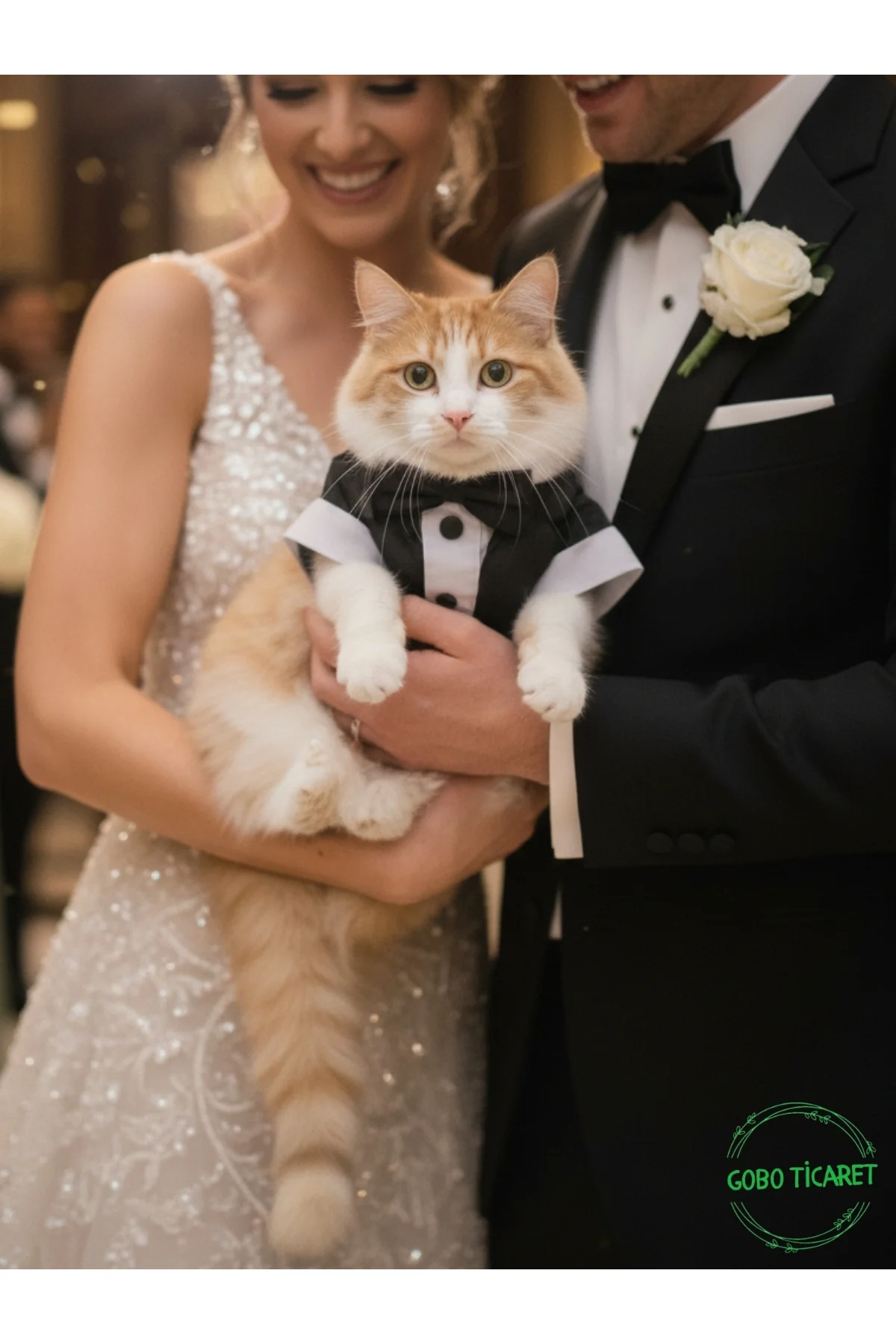 Goboticaret Kedi ve Köpek Takım Elbisesi Siyah Papyonlu Smokin Kıyafeti Damatlık