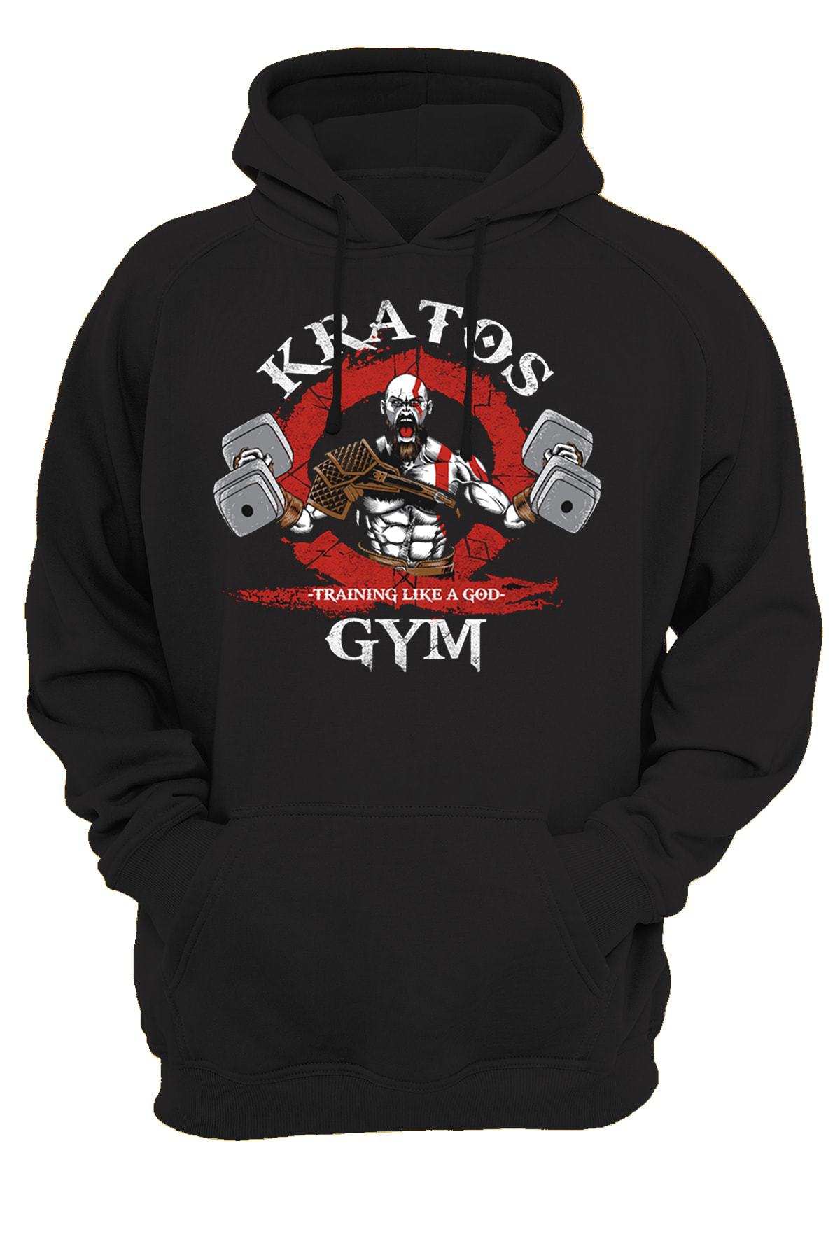 Remonz God Of War Kratos Gym Baskılı Fermuarsız Kapüşonlu Sweatshirt Hoo