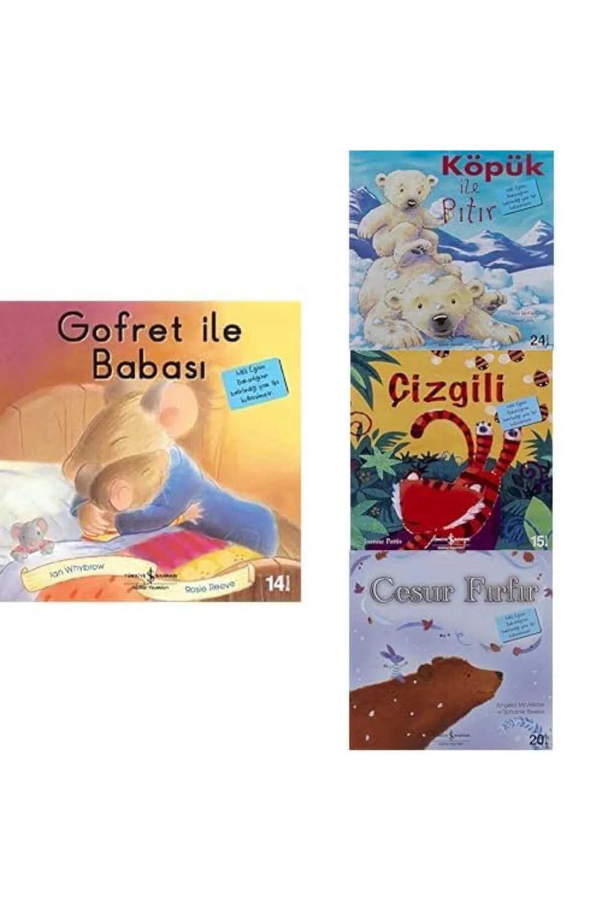 gofret ile babasi + kopuk ile pitir + cizgili + cesur fir fir=(4 kitap)