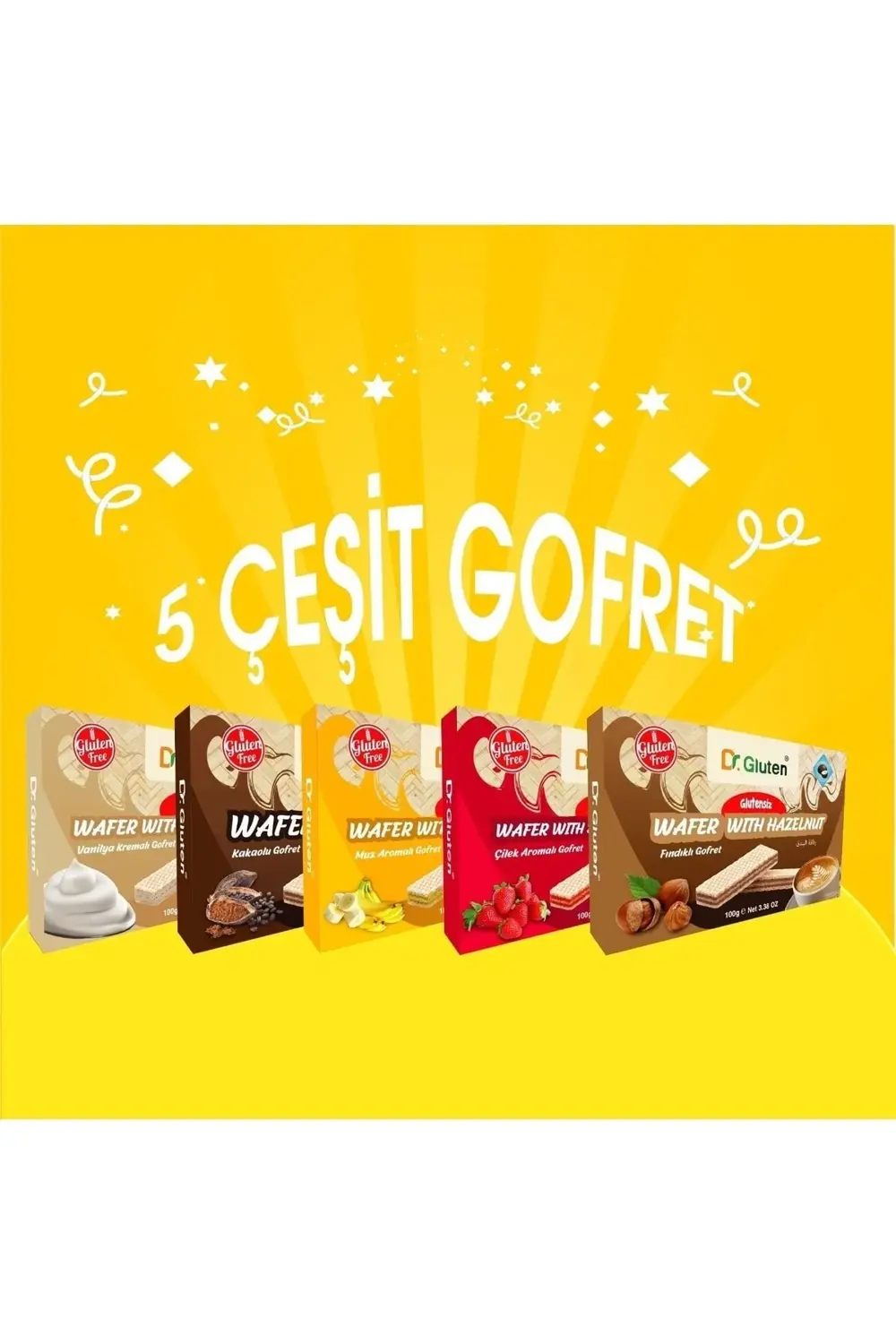 Gofretler Mix (muz-çilek-fındık-vanilya-kakao)
