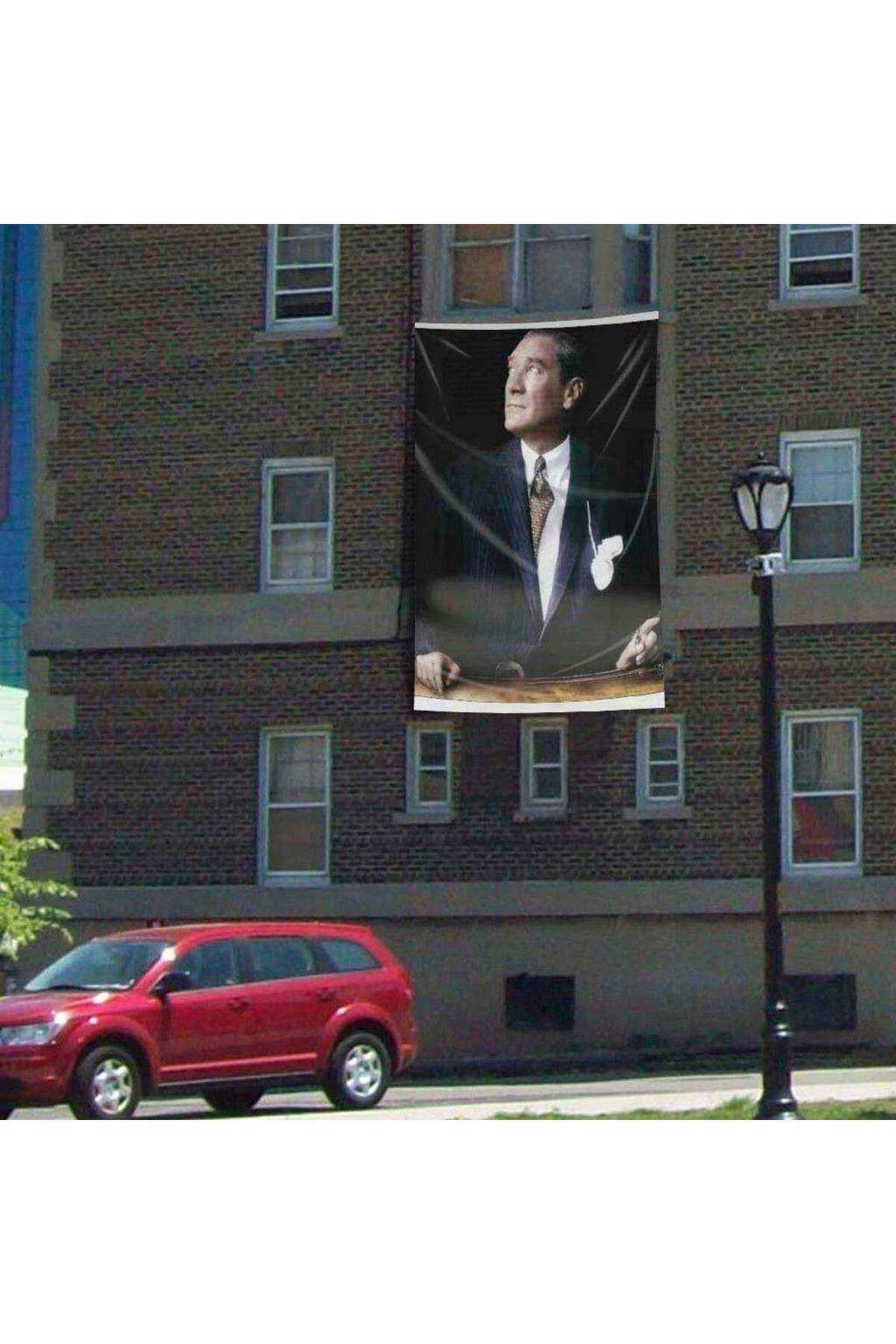 Göğe Bakan Sivil Mustafa Kemal Atatürk Poster Dış Cephe Bayrak-3x