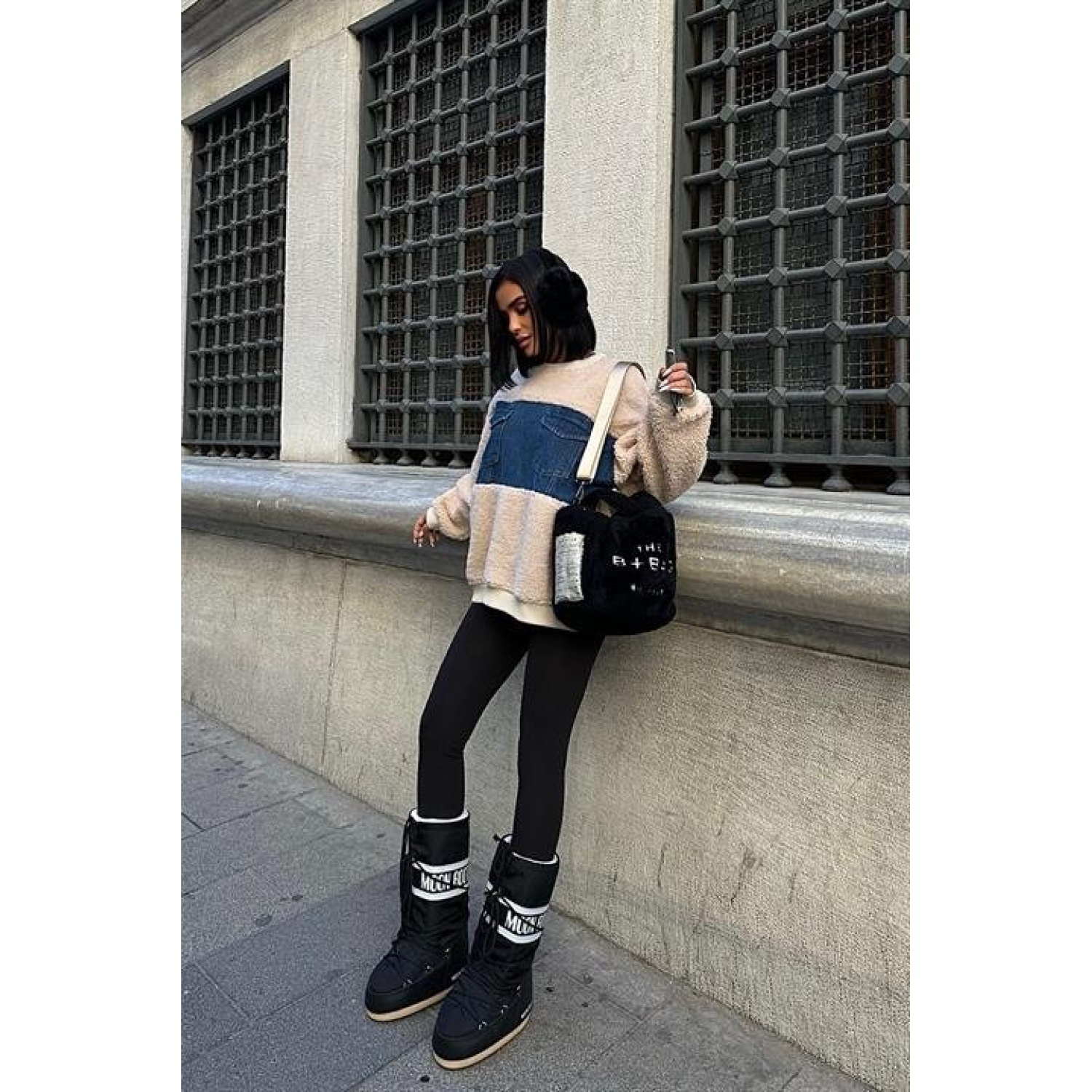 Göğsü Denim Garnili Sweatshirt