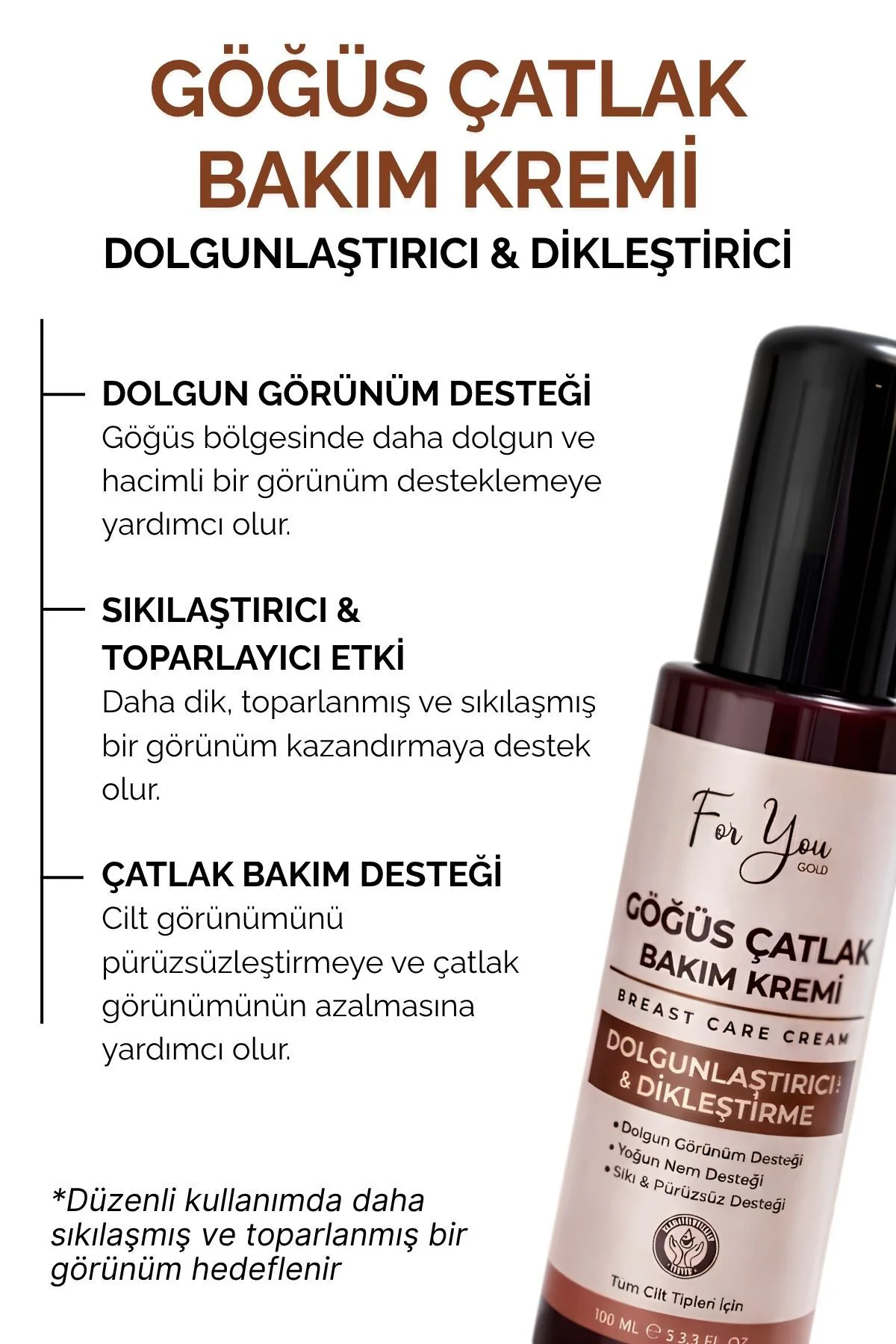 Göğüs Dolgunlaştırıcı Çatlak Bakım Kremi l Dikleştirici & Dolgun 