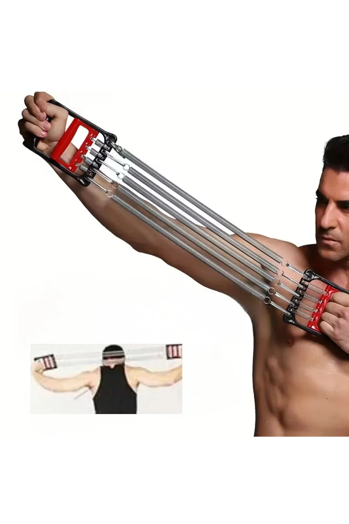 Göğüs Genişletme ve Kuvvet Egzersiz Aleti – 5 Yaylı 5 Kademeli Ayarlanabilir Fitness ve Kuvvet Antre