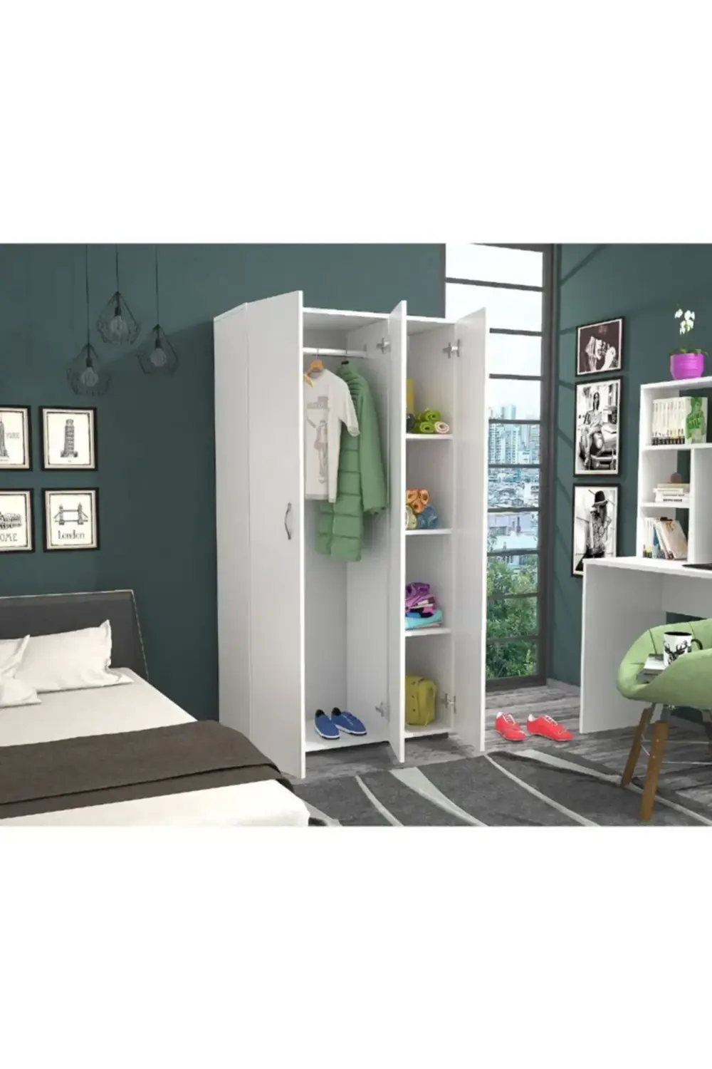 Gökberk Gb-6100 3 Kapaklı Gardırop %100 Mdf Çok Amaçlı Dolap