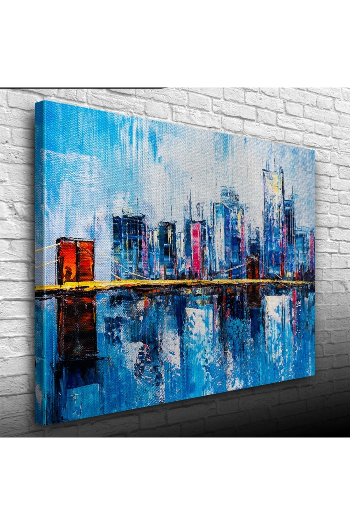 Gökdelenler ile köprünün yansıması Yağlıboya Kanvas Tablo 50 x 70