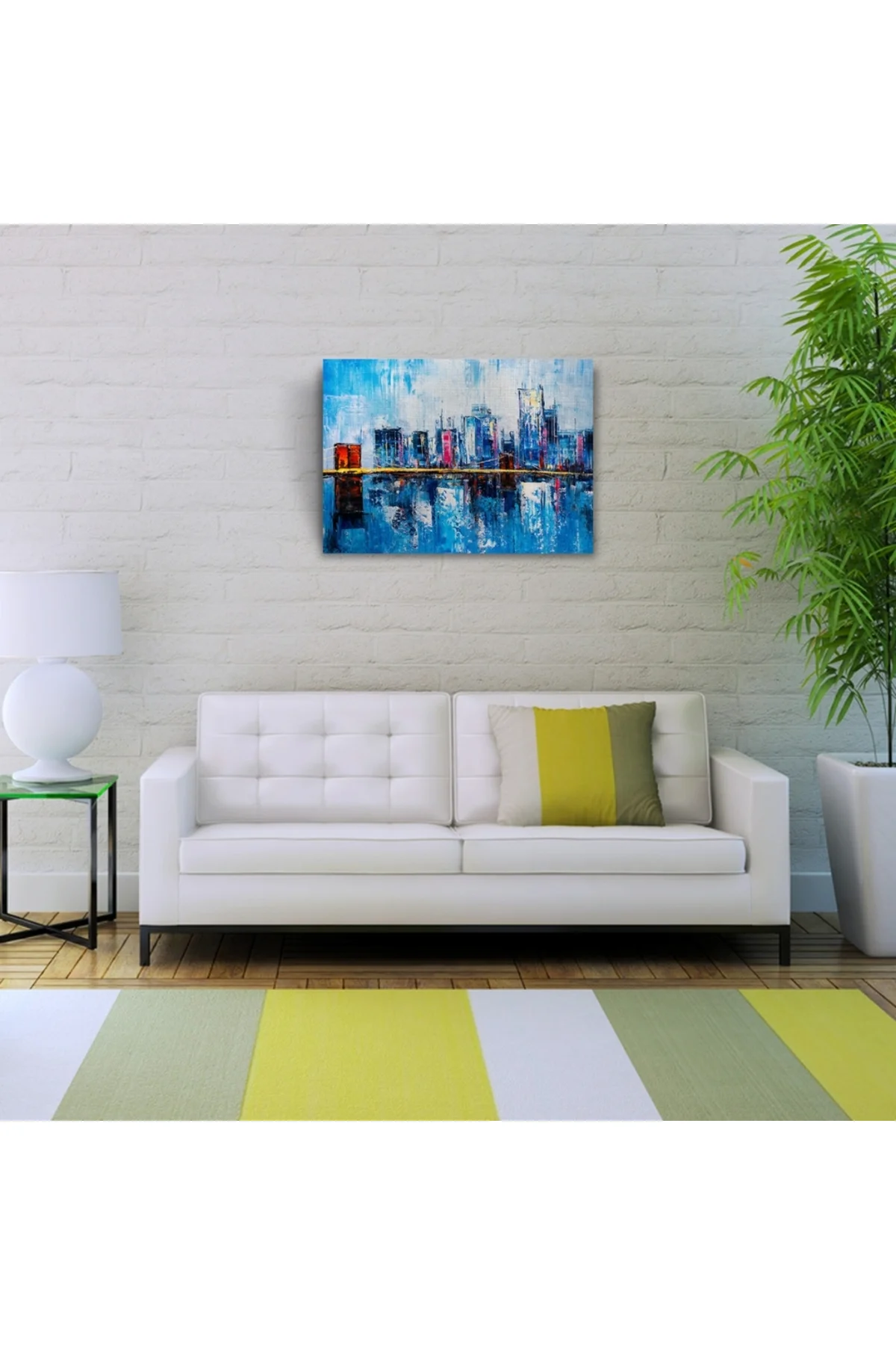 Gökdelenler ile köprünün yansıması Yağlıboya Kanvas Tablo 50 x 70