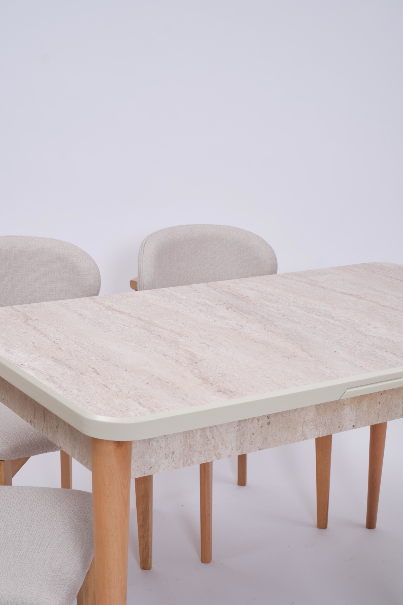Erezogullari Mobilya Göksu Traverten Boyali Mdf Mutfak Masa Takimi 80X130