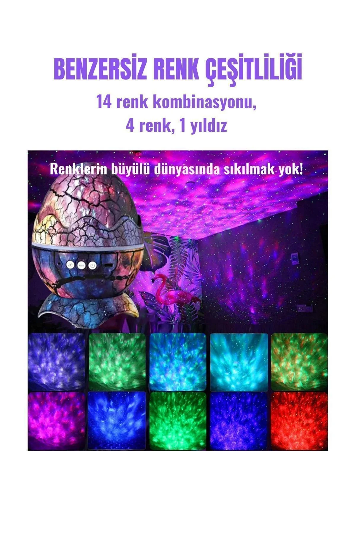 Gökyüzü Projeksiyonlu, Bluetooth Hoparlör Özellikli Dinozor Yumurtası Tasarımlı Gece Lambası Fiyatı, Yorumları ve Özellikleri
