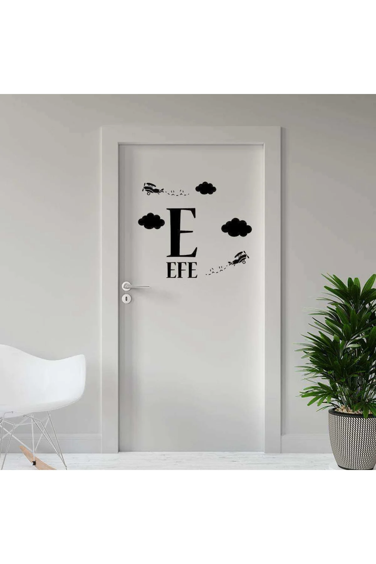 Gökyüzündeki Bulutların Arasında Süzülen Uçak Silüeti - Isme Özel Dekoratif Kapı Sticker, Çıkartma Gökyüzündeki Bulutların Arasında Süzülen Uçak Silüeti - Isme Özel Dekoratif Kapı Sticker, Çıkartma