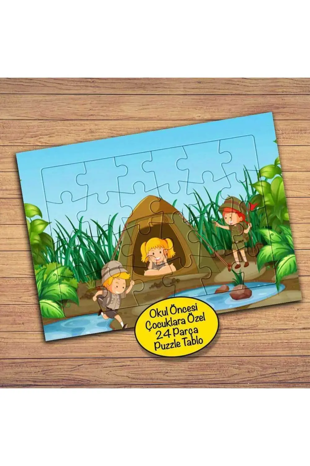 Göl Kenarında Kampçılar 24 Parça Çocuklara Özel Yapboz Tablo-2095