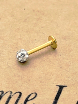 GOLD 316L CERRAHİ ÇELİK ŞAMBALA HAMUR BEYAZ TAŞ DUDAK,TRAGUS,KIKI