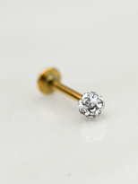 GOLD 316L CERRAHİ ÇELİK ŞAMBALA HAMUR BEYAZ TAŞ DUDAK,TRAGUS,KIKI