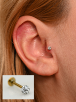 GOLD 316L CERRAHİ ÇELİK ŞAMBALA HAMUR BEYAZ TAŞ DUDAK,TRAGUS,KIKI